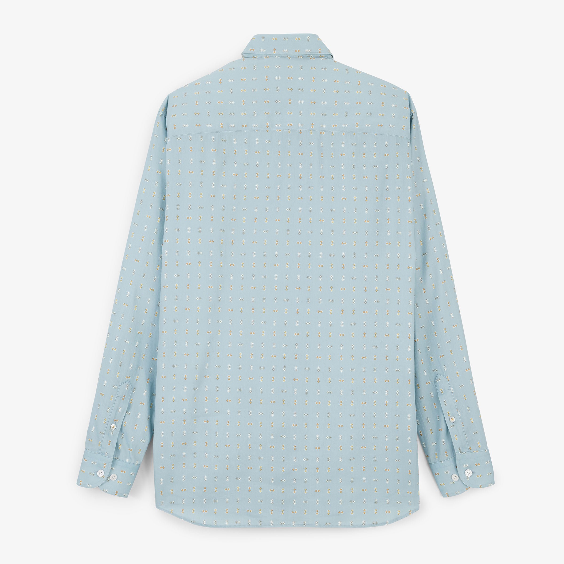 Long-sleeved cotton shirt with blue diamond print SERGE BLANCO Blue