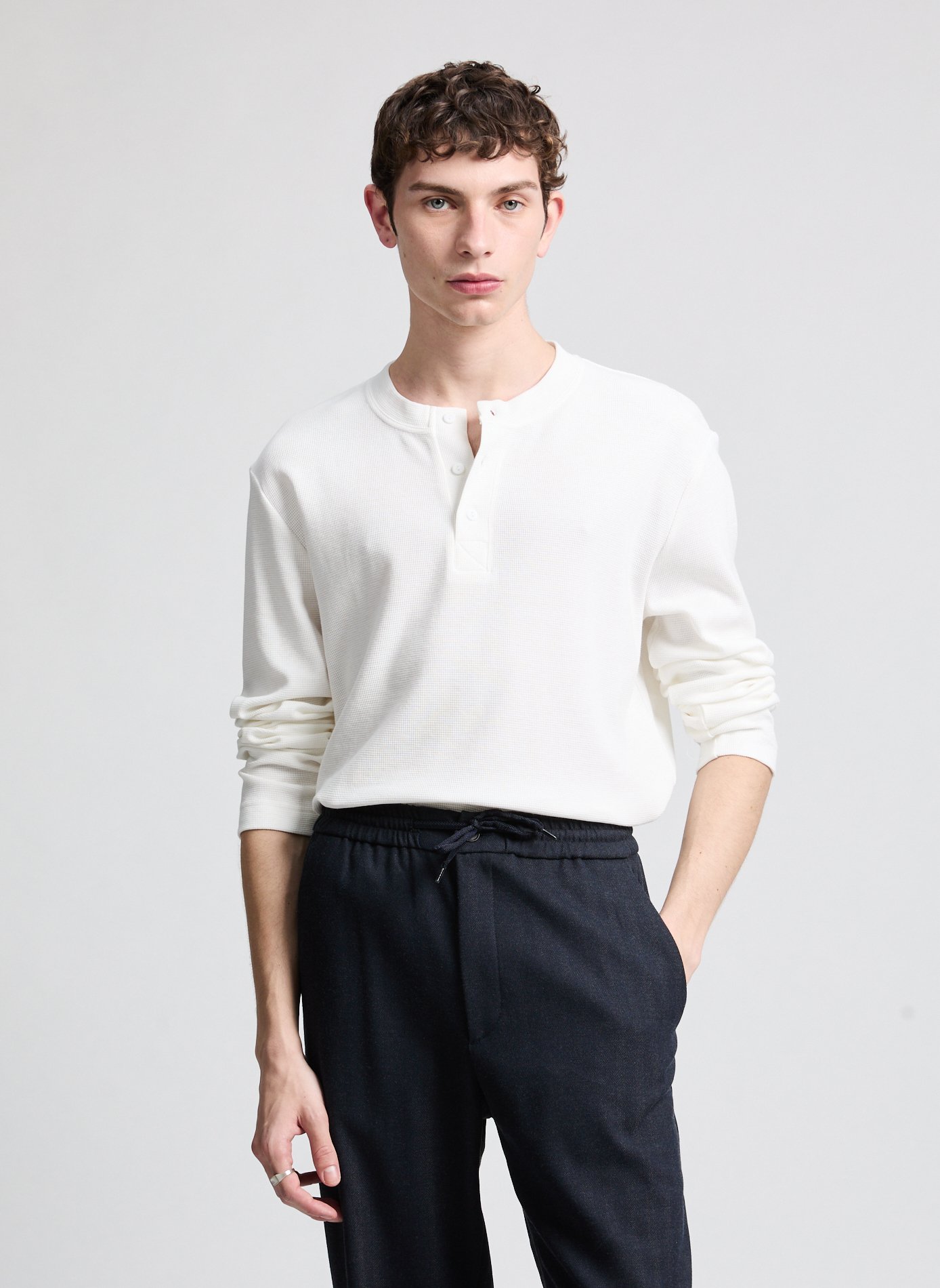 Denley Denley button-up collar t-shirt AU PRINTEMPS PARIS Beige