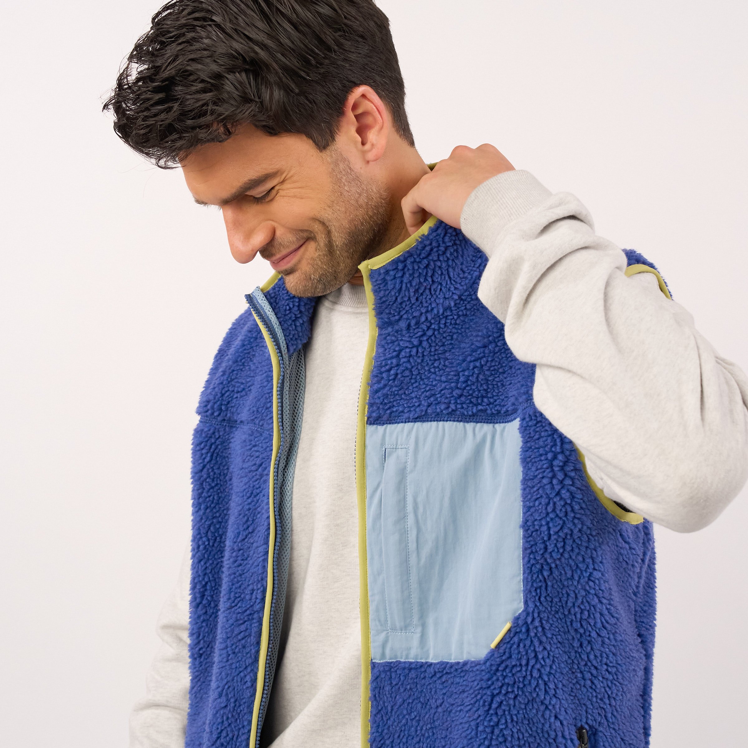 Sleeveless Sherpa Zip-Up Vest | Blue BILLYBELT Men