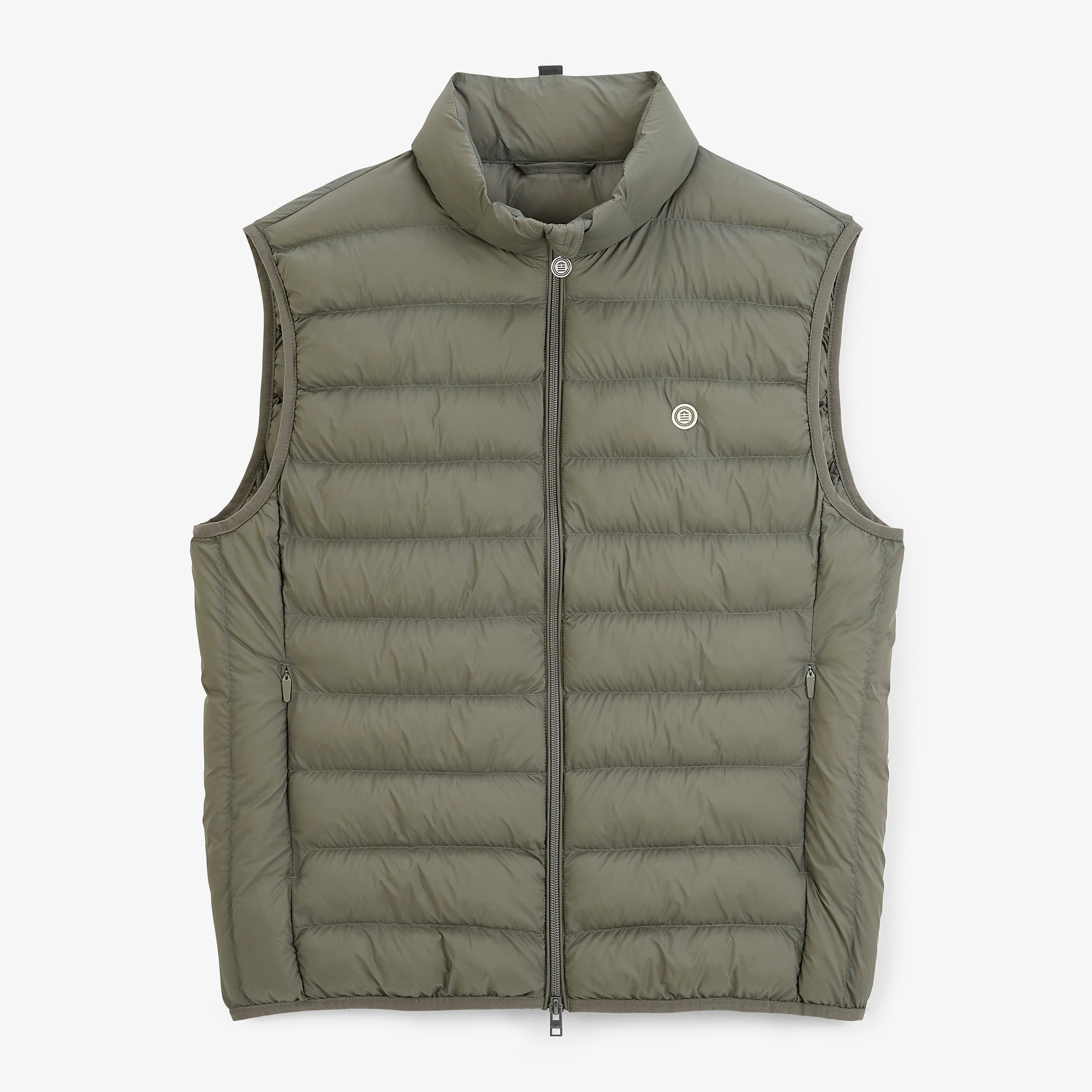 Sleeveless military green puffer jacket SERGE BLANCO Beige