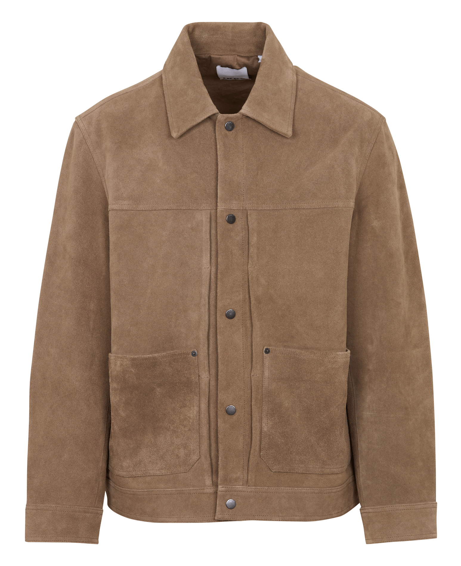 Veste droite col classique en cuir IKKS Vert