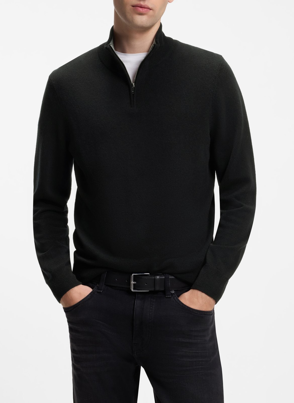 Pull col montant en laine mélangée BOSS