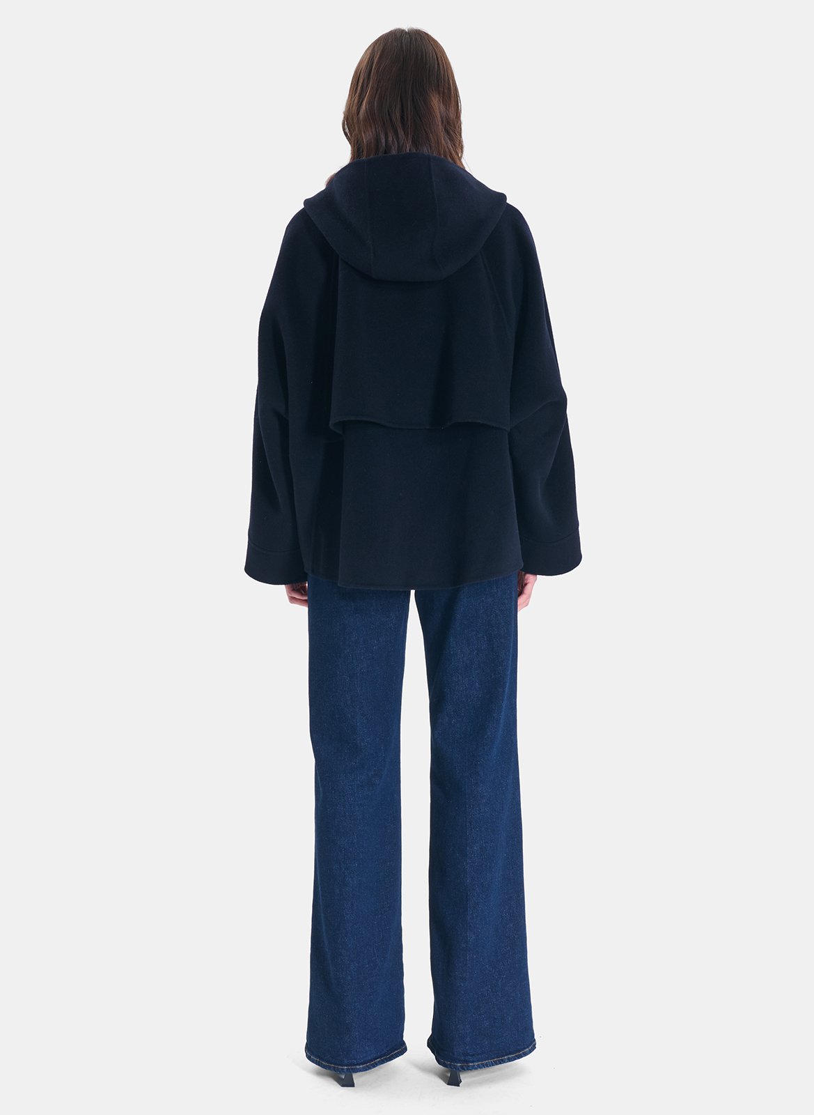Oversized uitlopende mantel van gemengde wol ZAPA Blauw