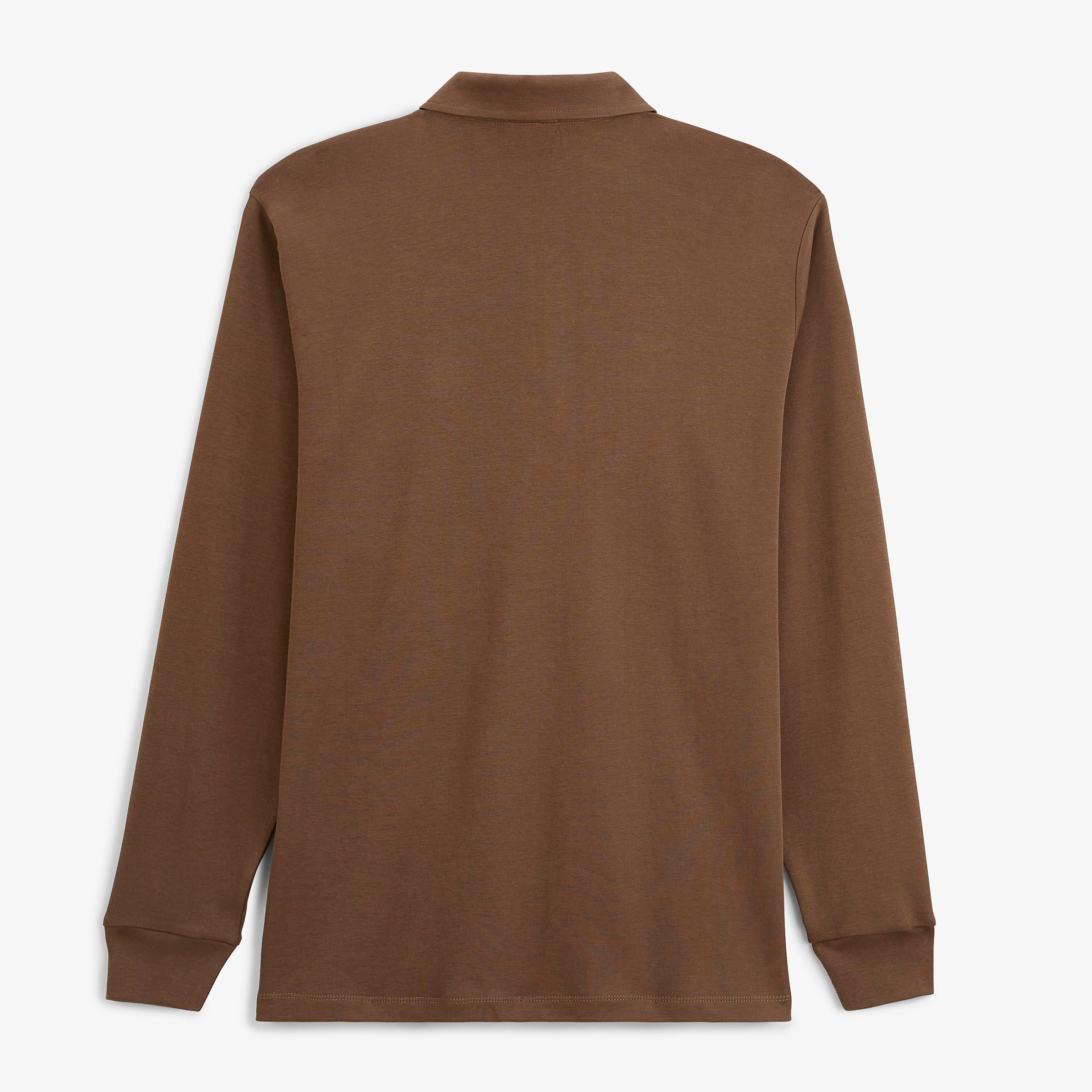 Zip-up long-sleeve interlock cotton polo in brown brownie SERGE BLANCO Brown
