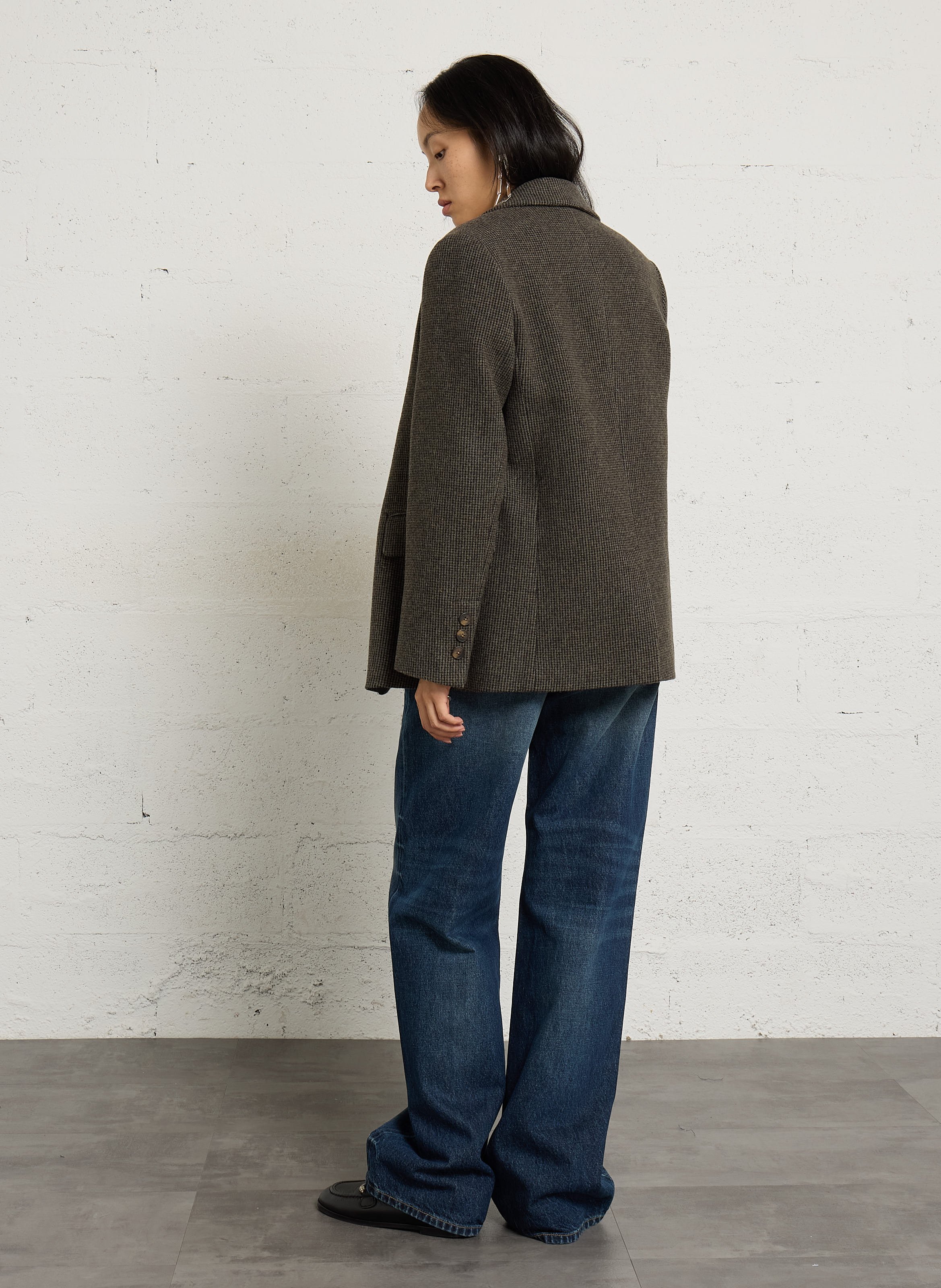 Straight wool blend blazer coat MAISON HOTEL Brown