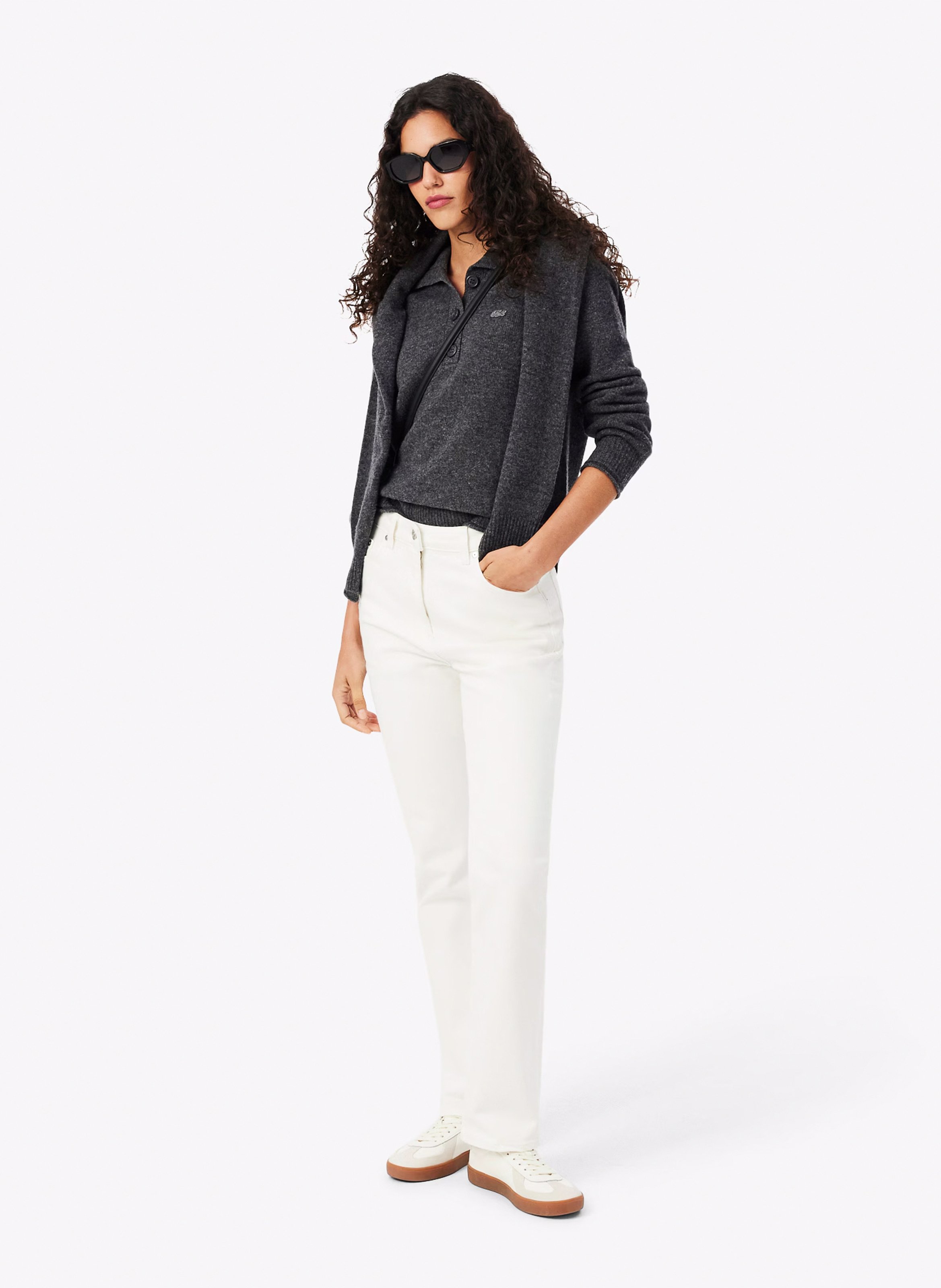 Pull ample en laine LACOSTE Gris