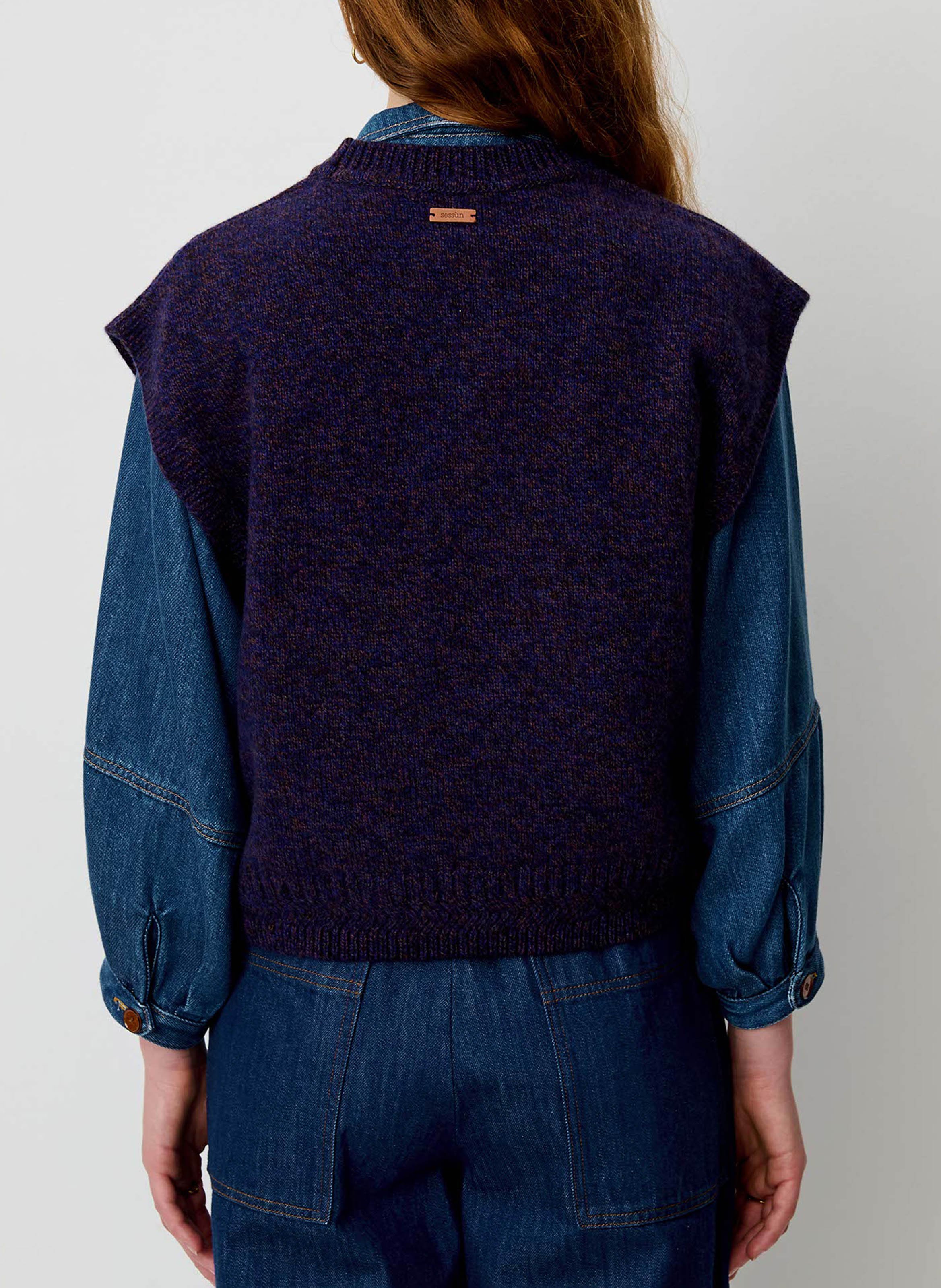 Sleeveless merino wool sweater SESSUN Blue