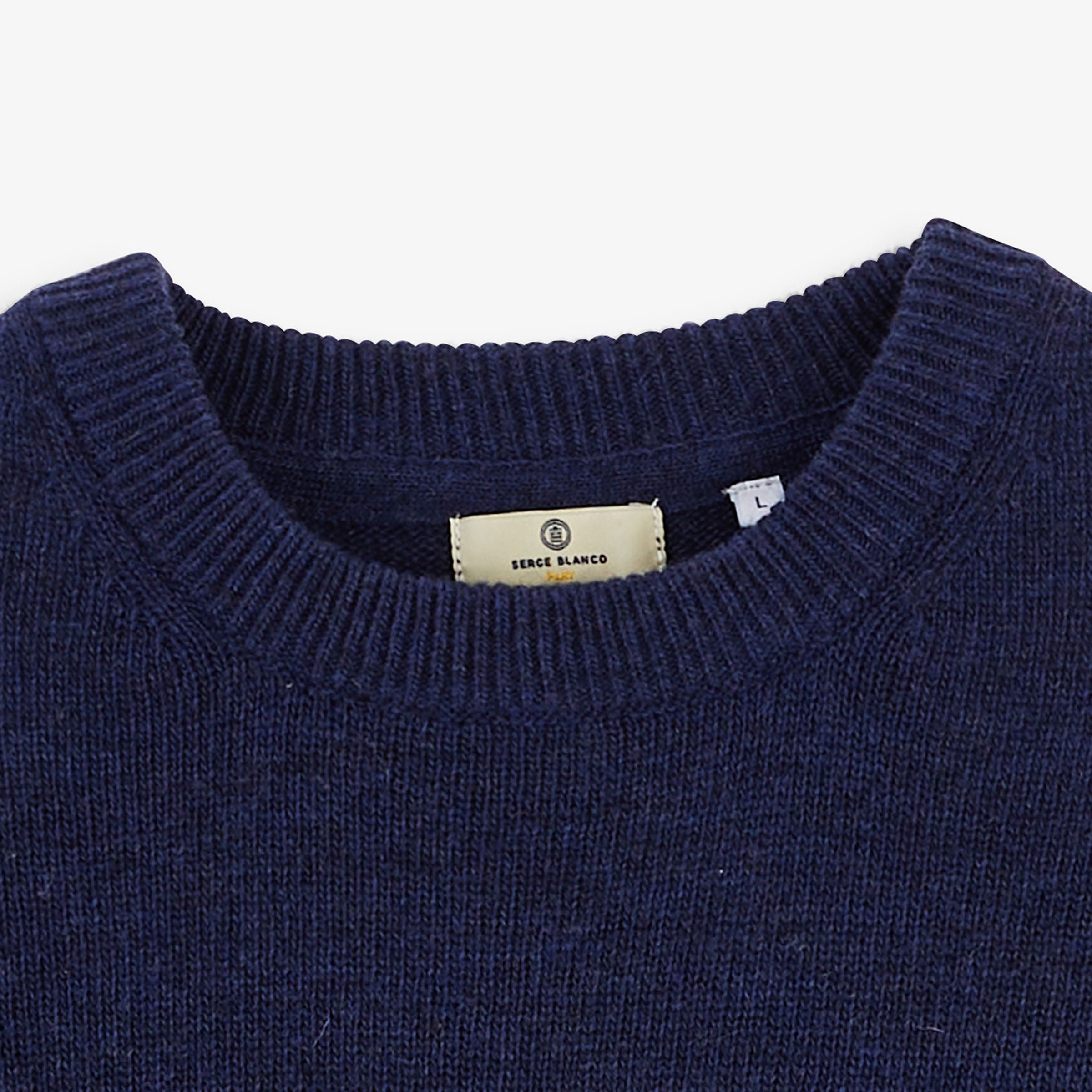 MADANI indigo blue crew-neck wool sweater SBPLAY SERGE BLANCO Blue