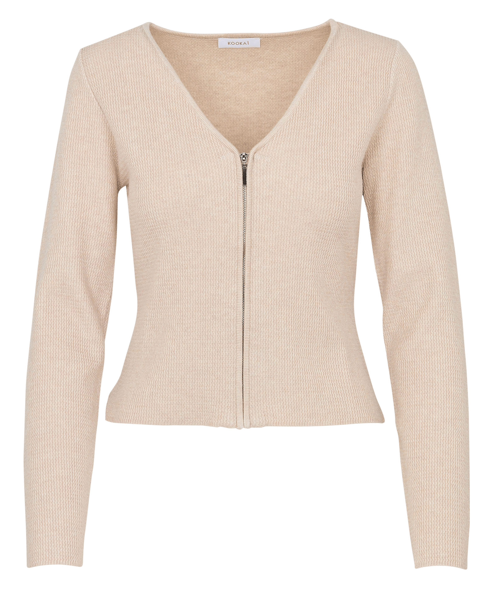 Gilet droit col v zippé KOOKAI Beige