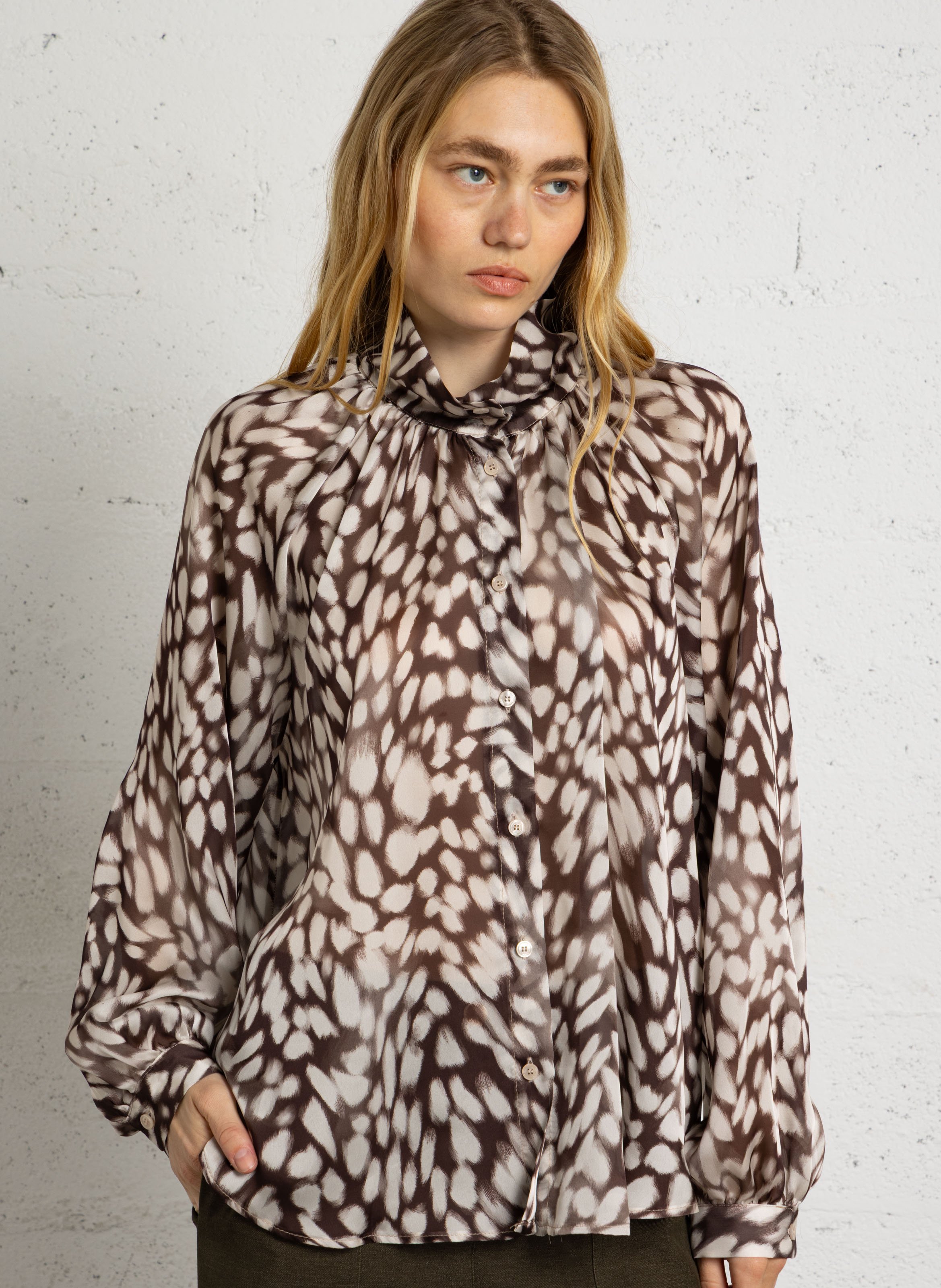 Wijde blouse met print IMPERIAL Bruin