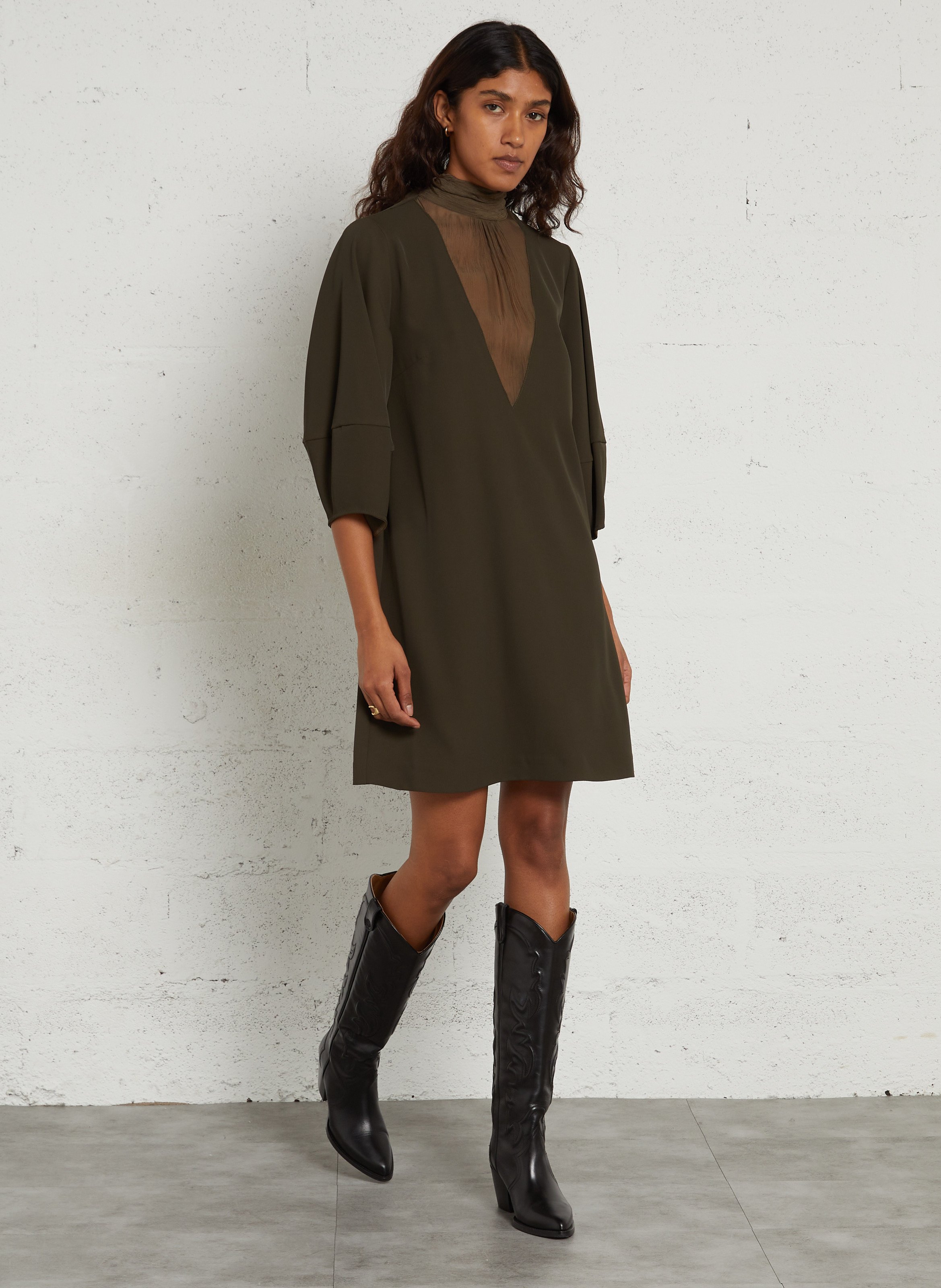Robe courte et droite manches 3/4 IMPERIAL Vert