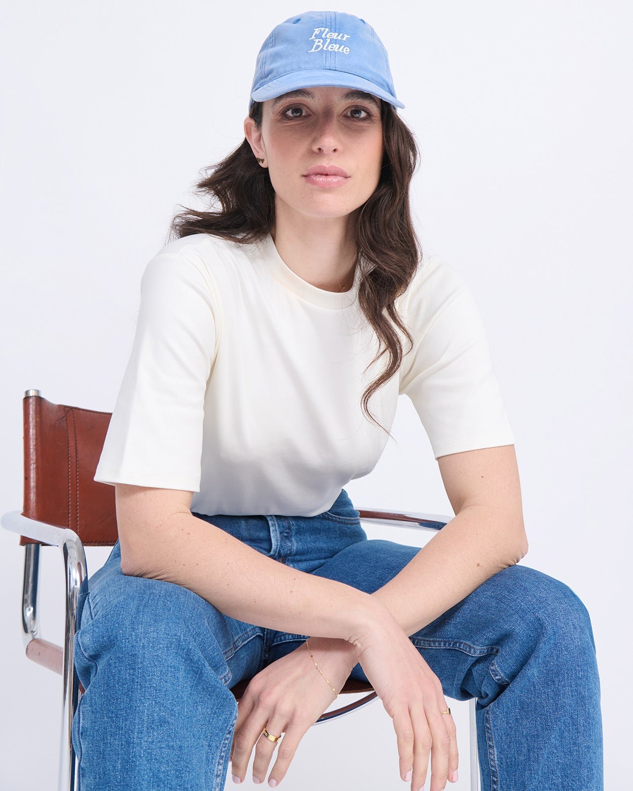 Embroidered Blue Flower Cap EMOI EMOI Blue