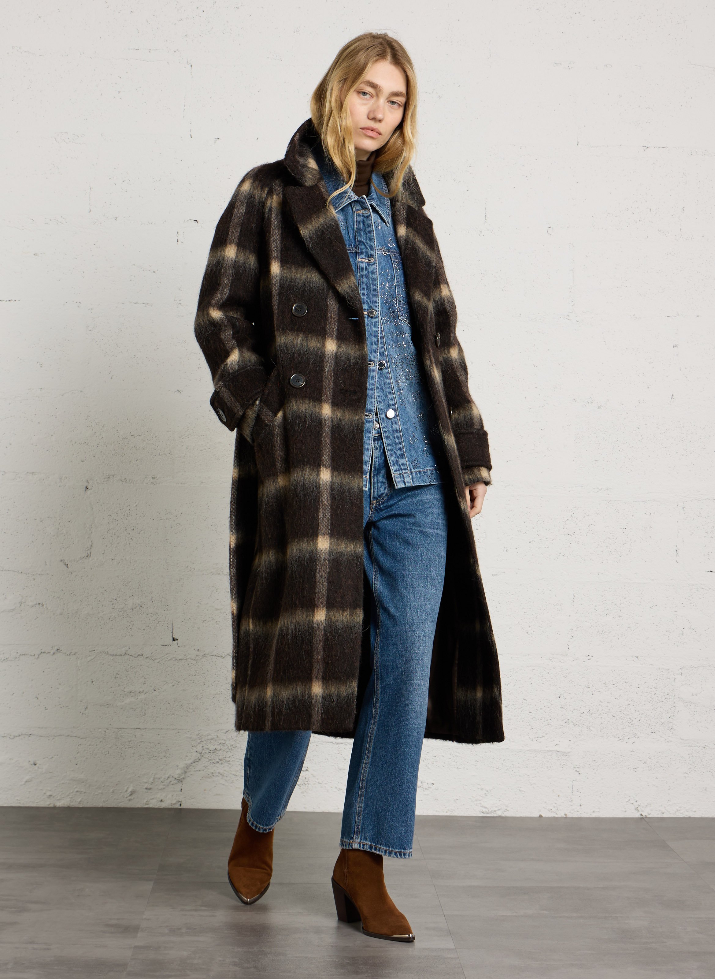 Long belted coat MAISON 123 Brown