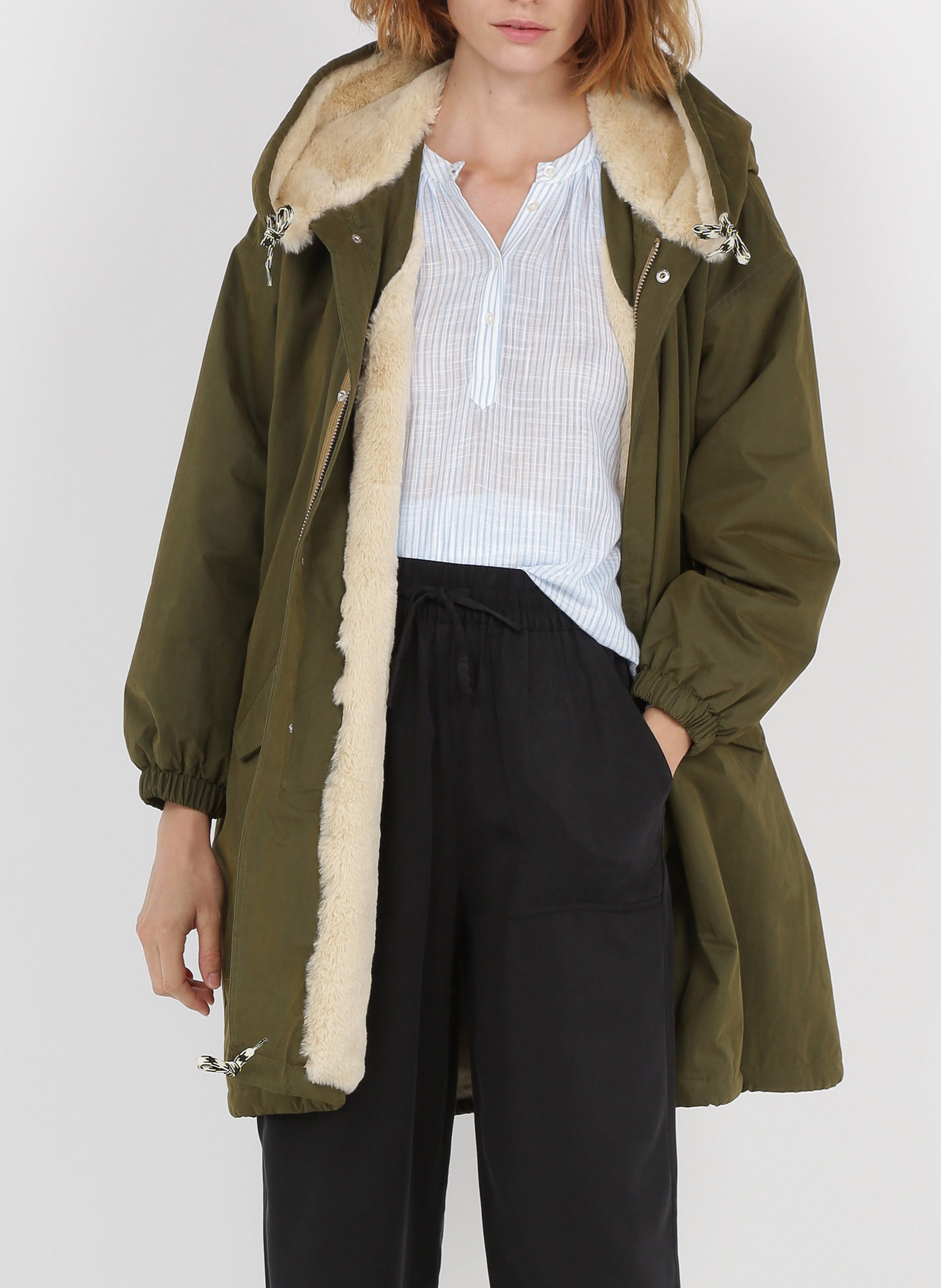 Parka met gevoerde capuchon - katoenblend BELLEROSE Kaki