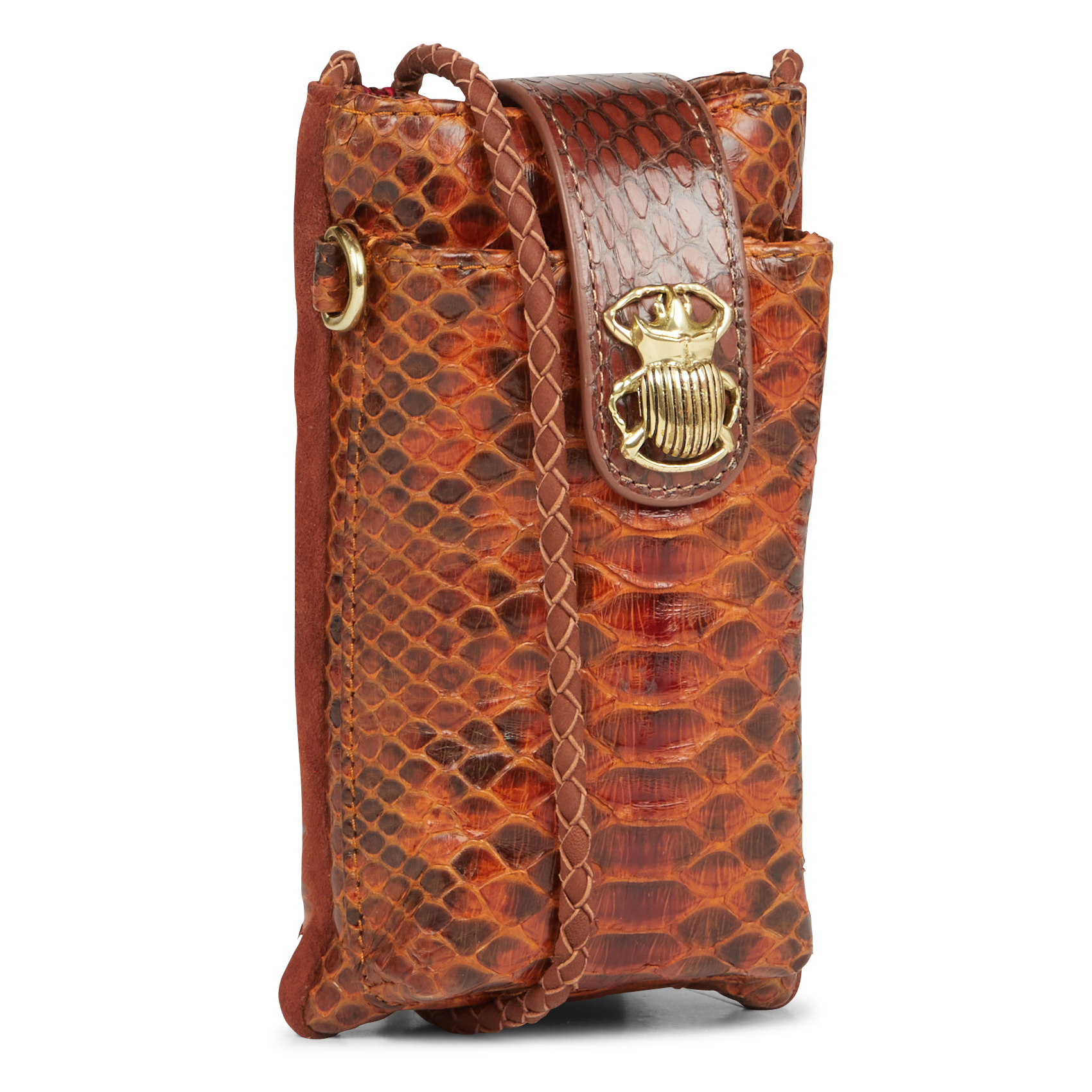 Handytasche aus Pythonleder CLARIS VIROT Braun