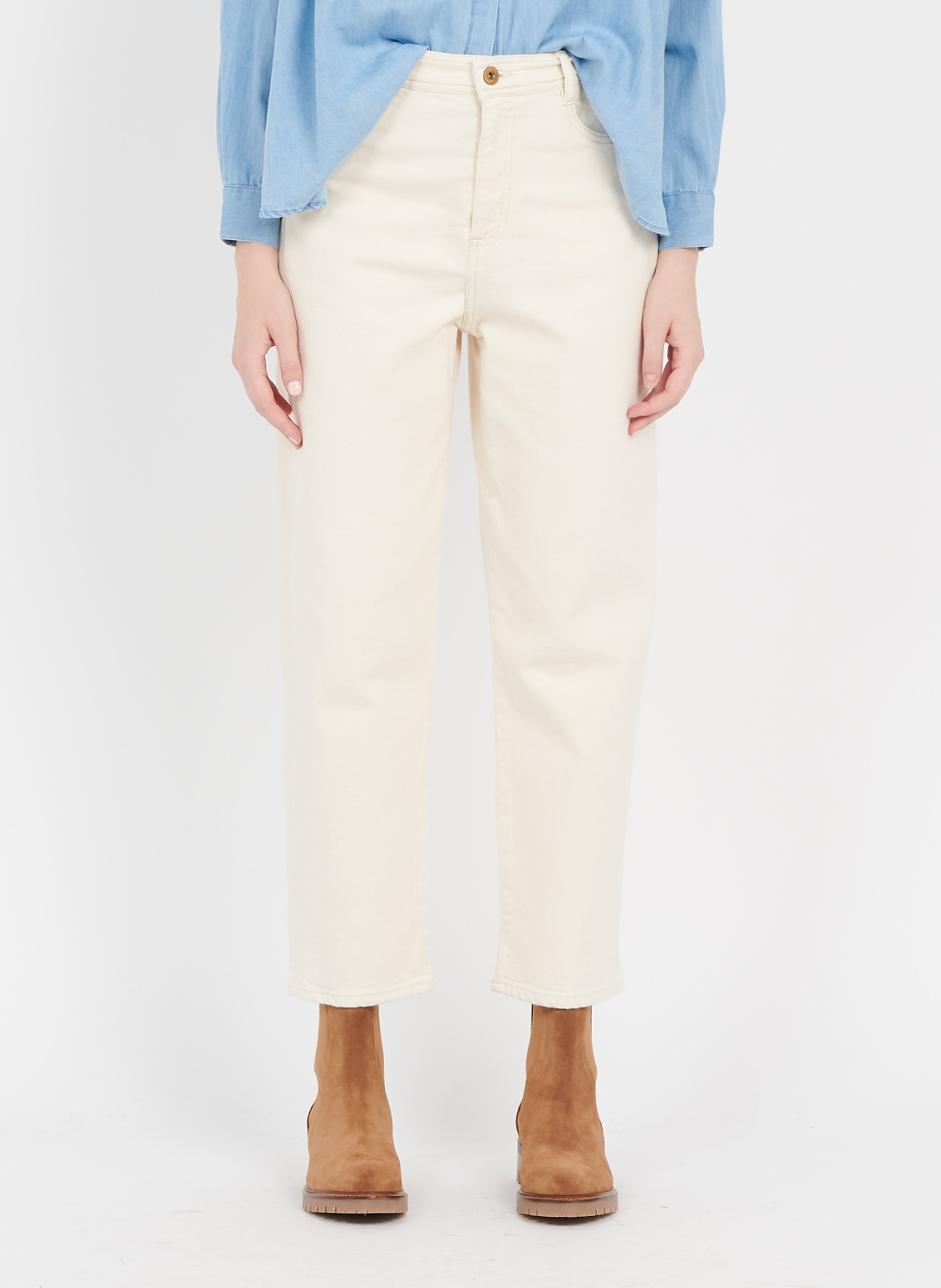 Cotton mom jeans SESSUN Beige