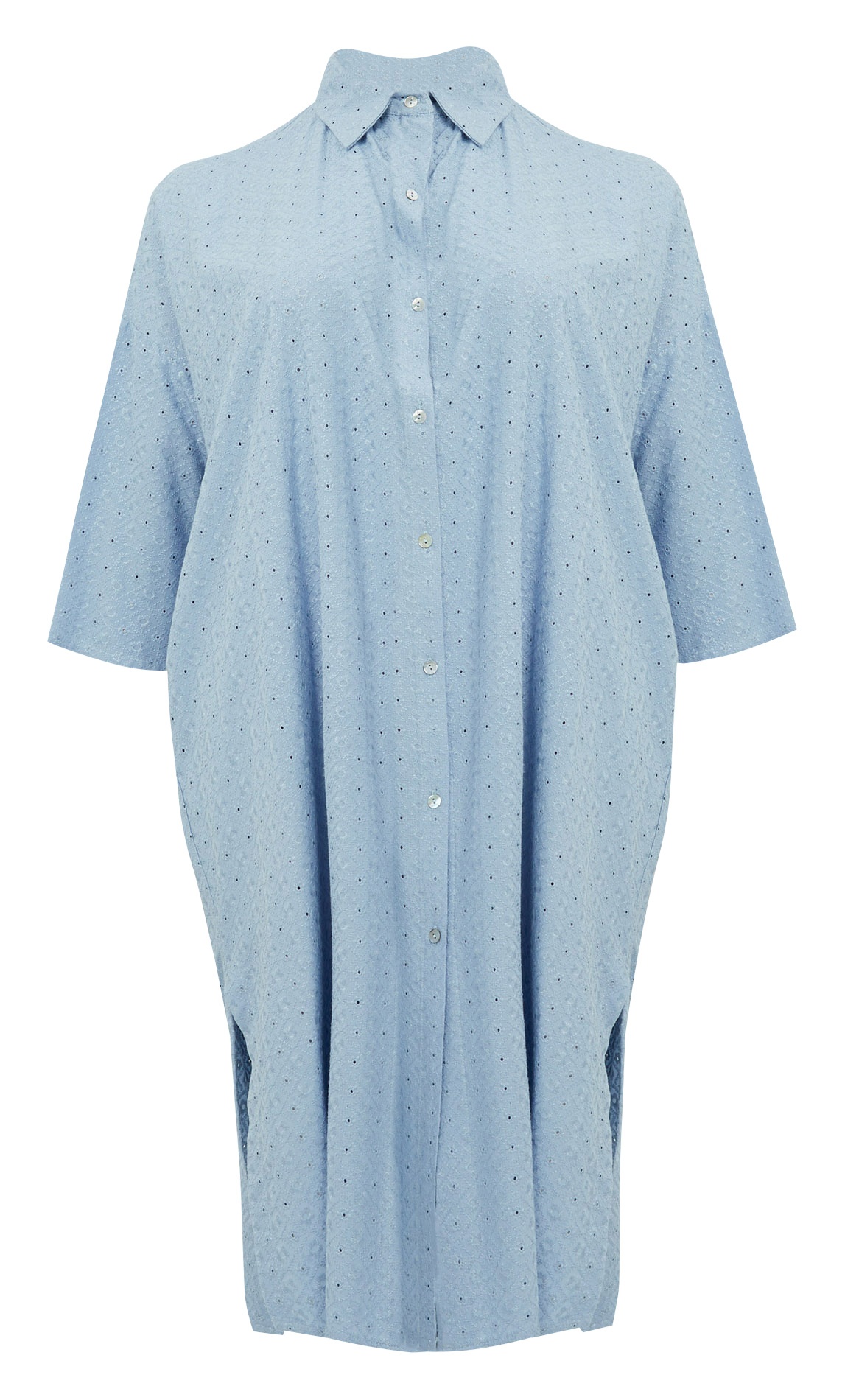 Overhemdjurk van viscose met borduursel MAT FASHION Blauw