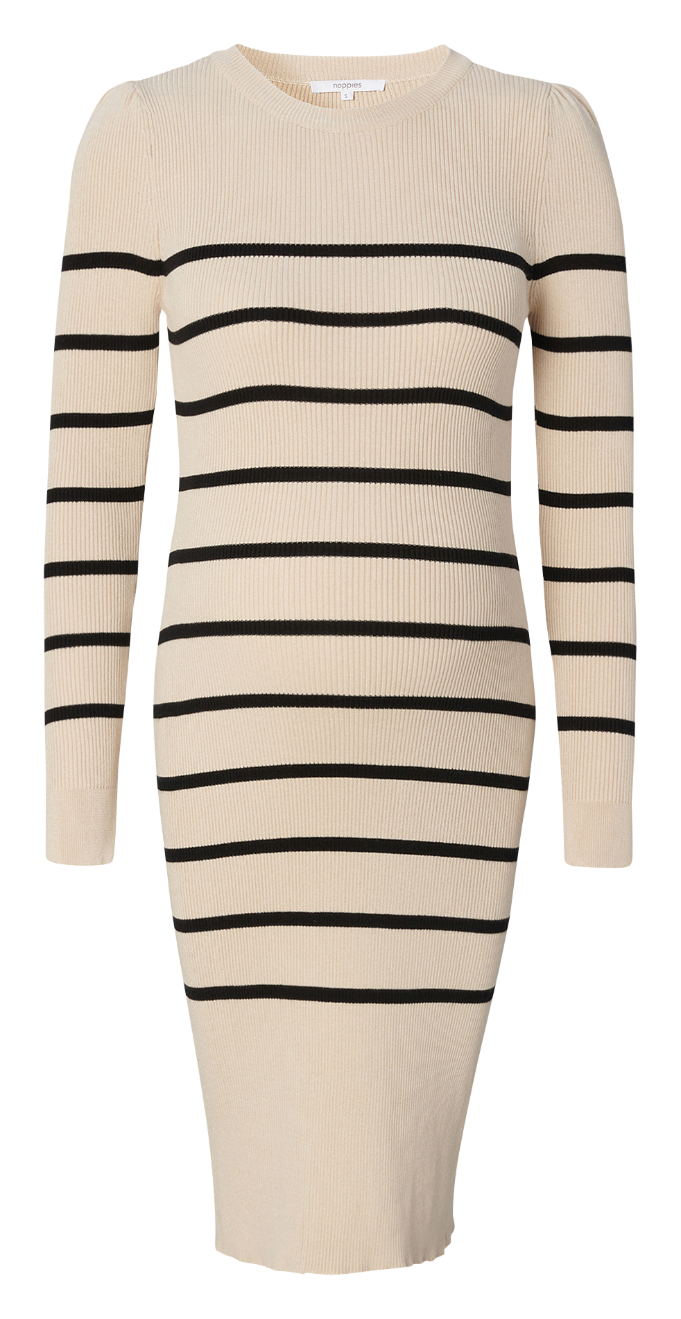 Striped round-neck organic cotton-blend midi dress NOPPIES Beige