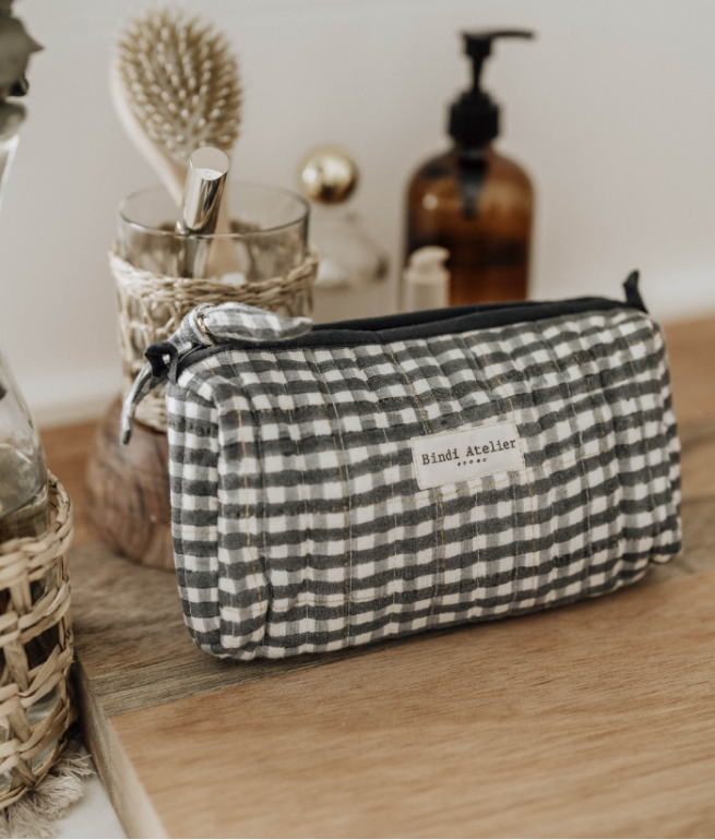 Lurex and gingham make-up case BINDI ATELIER Multicolored