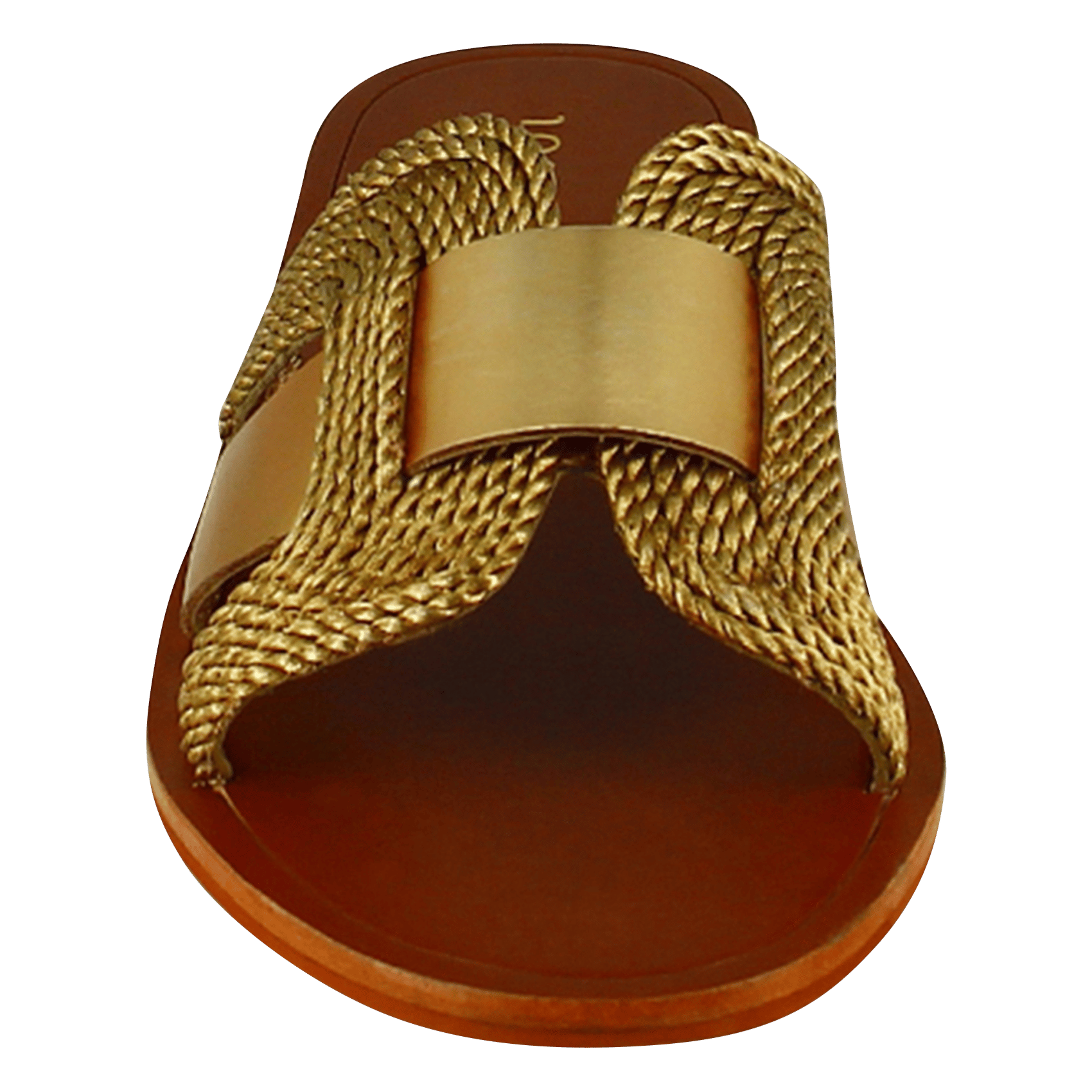 Sandales plates en cuir métallisé JONAK Doré