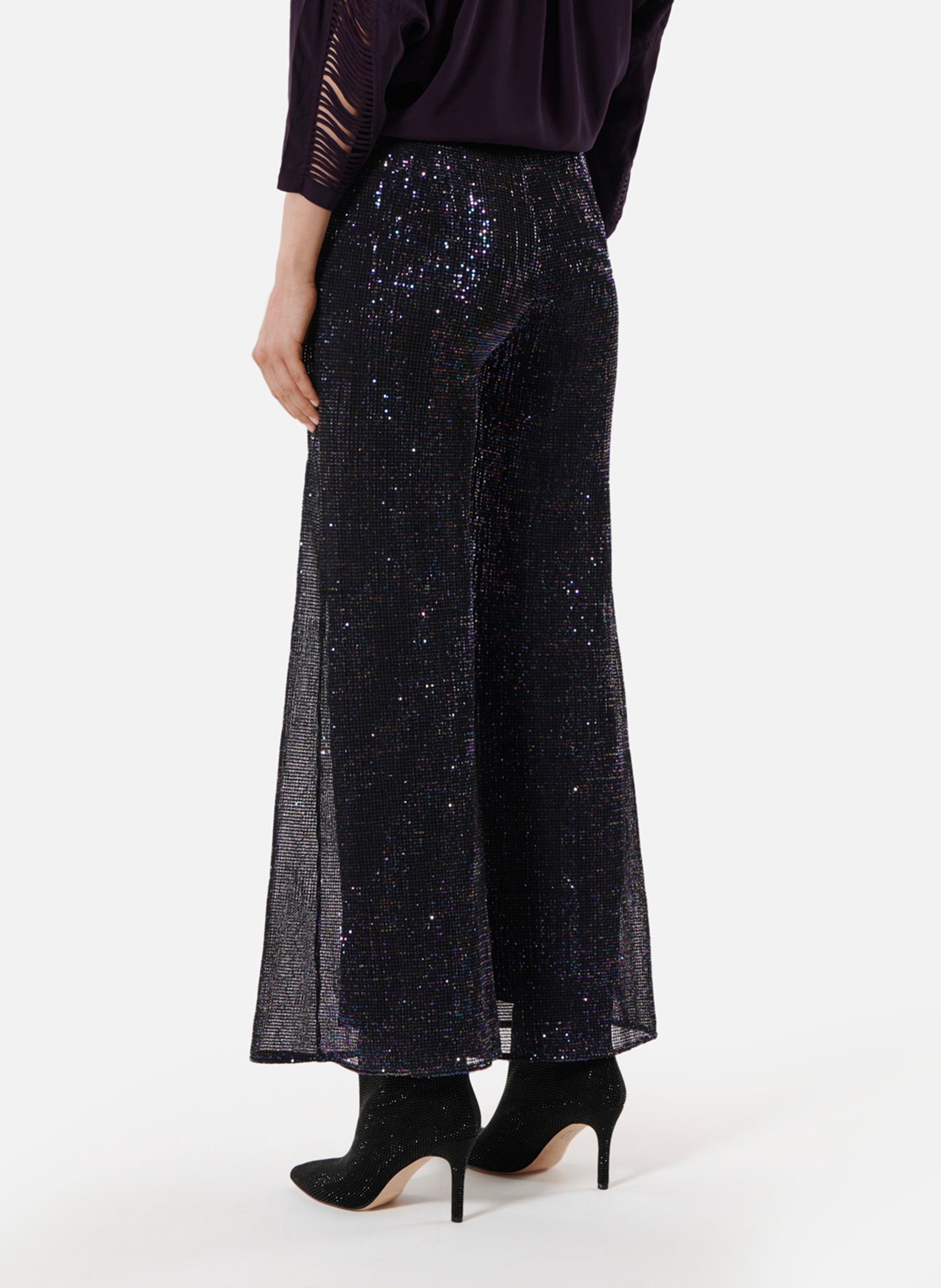 Slim fit broek met pailletten KARMA KOMA Bruin