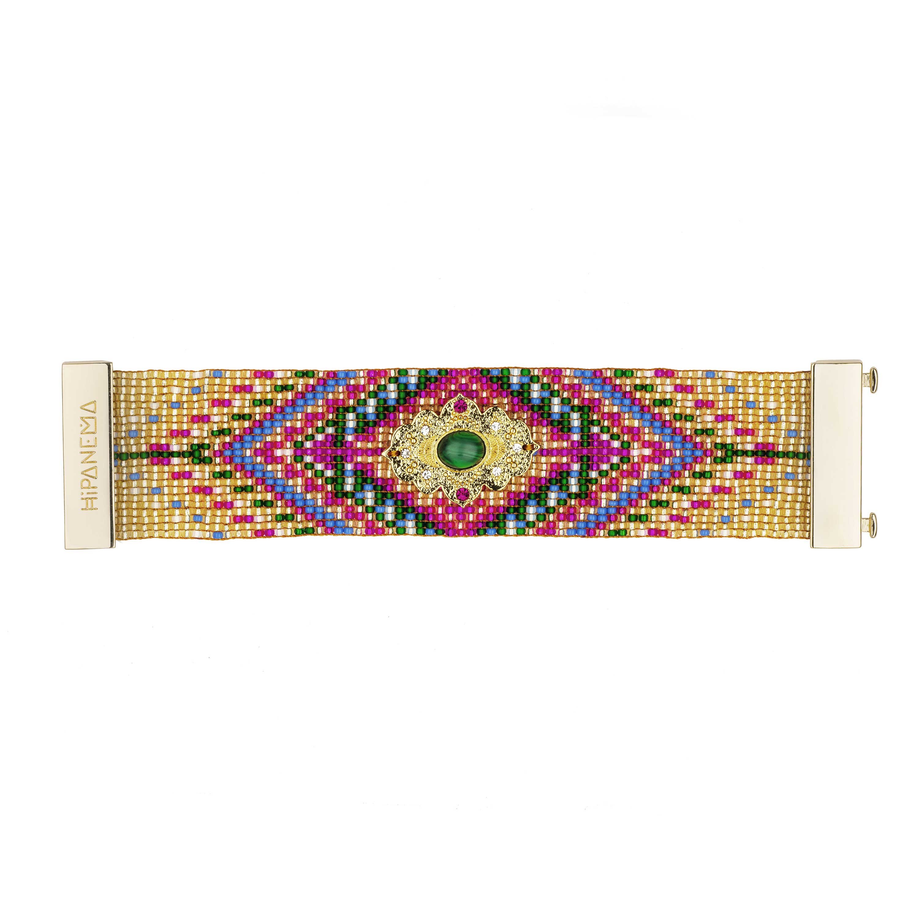 Multistrand bracelet with magnetic clasp and beads HIPANEMA Golden