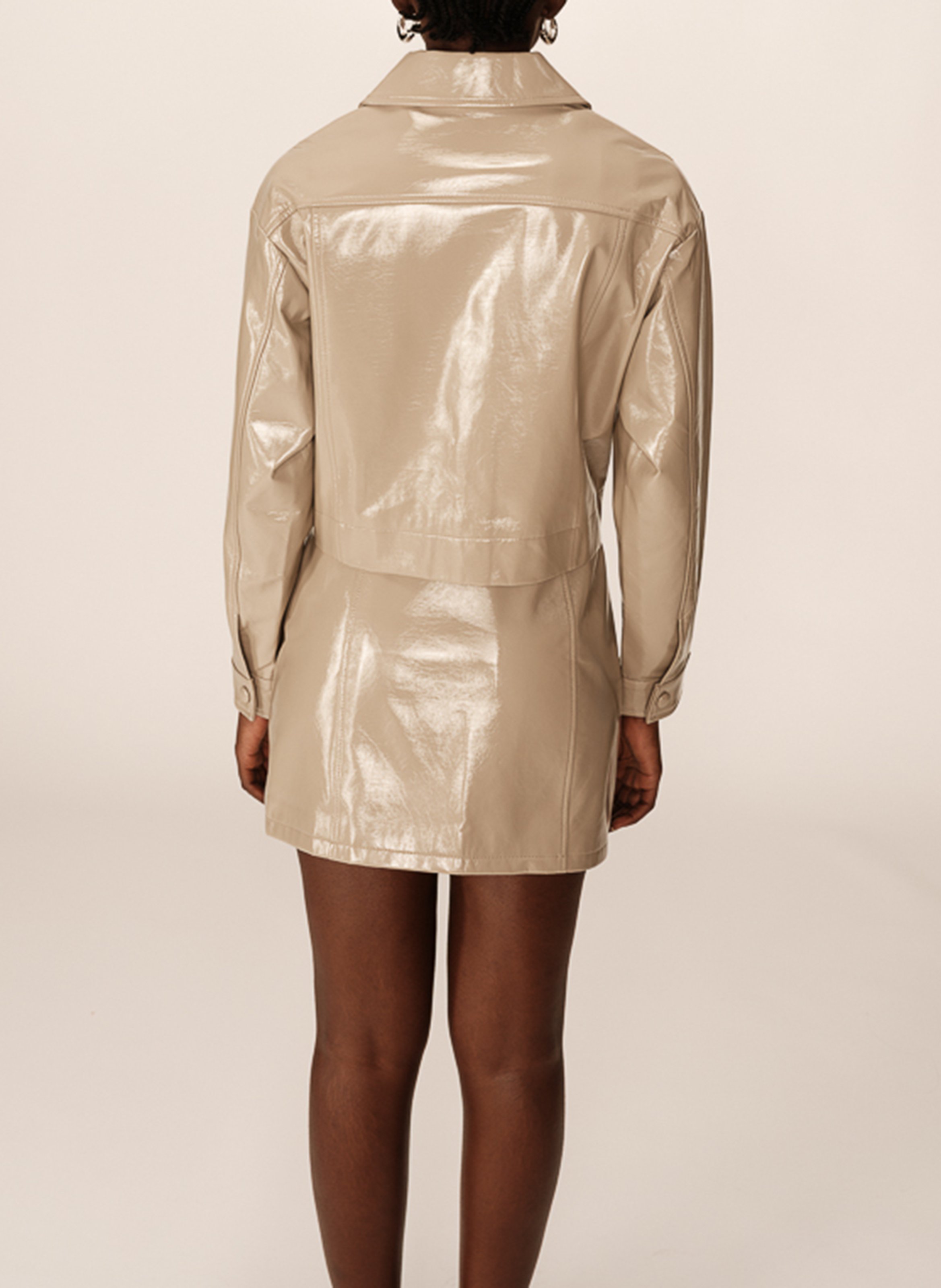 Veste droite en vinyle Beige