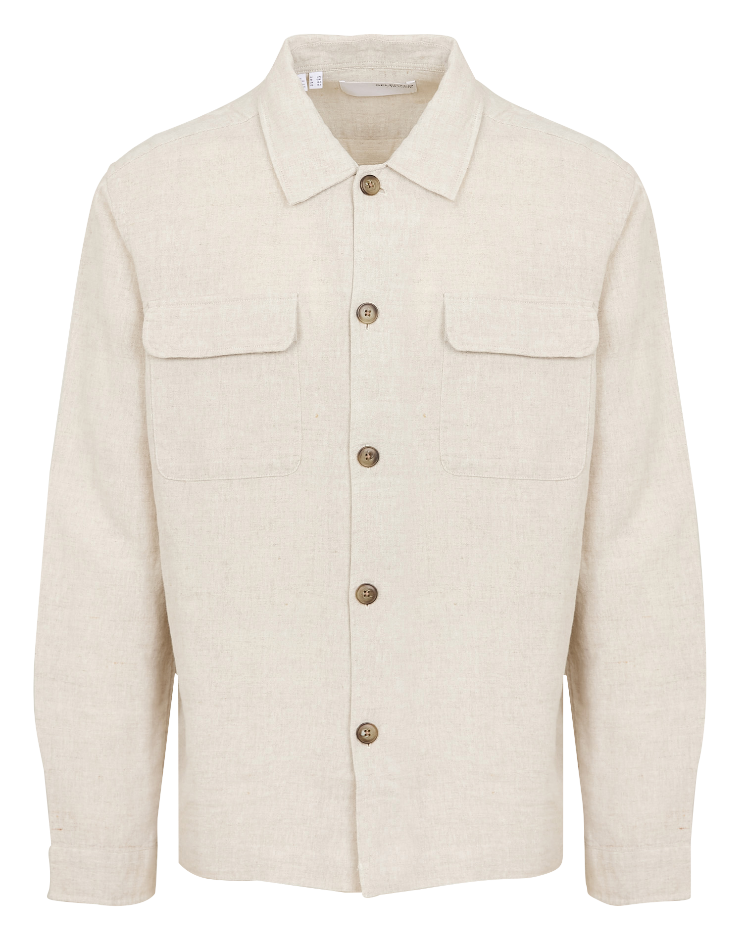 Regular linen blend shirt SELECTED Beige