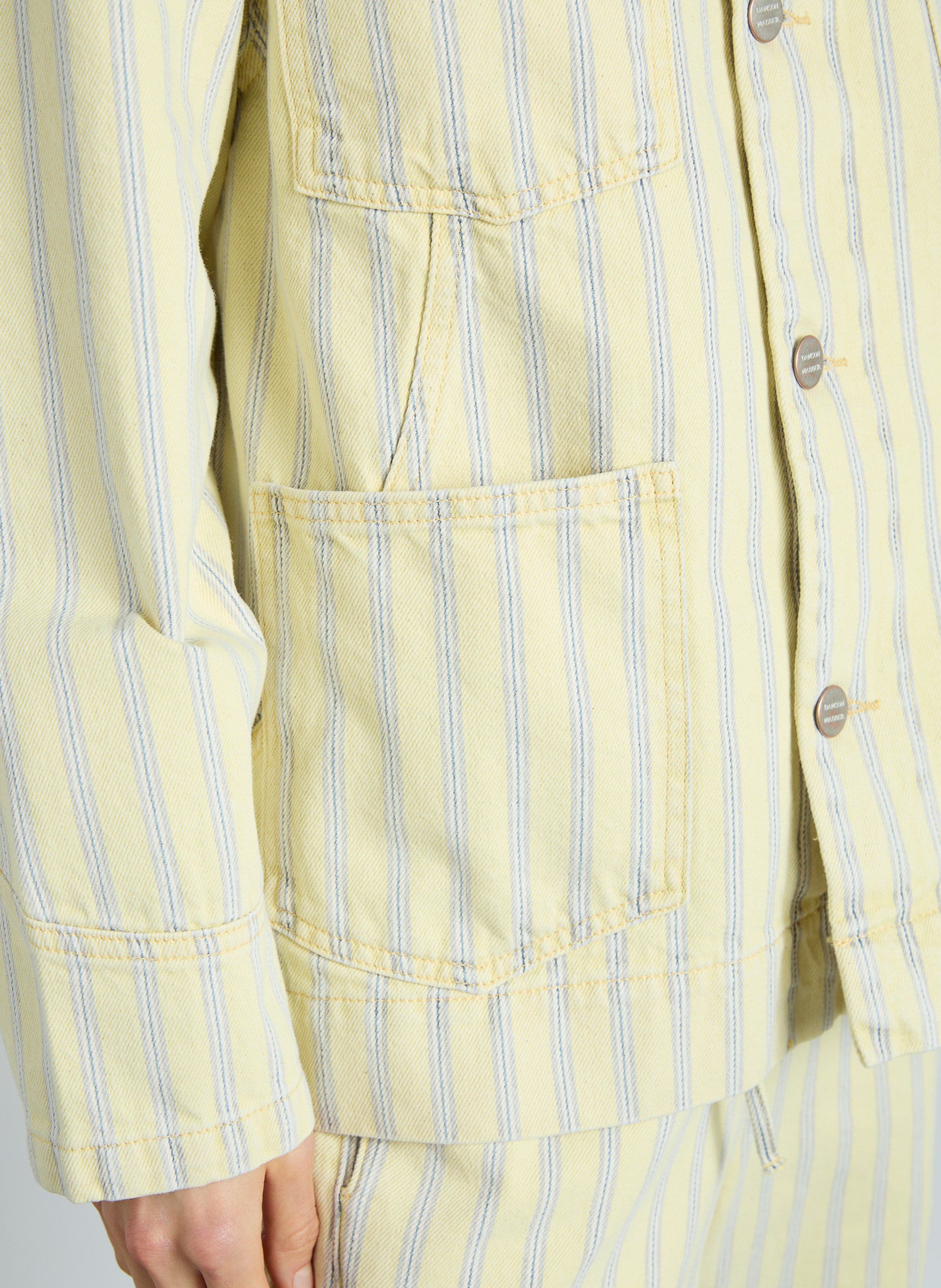 Buttoned V-neck striped jacket DAMSON MADDER Yellow