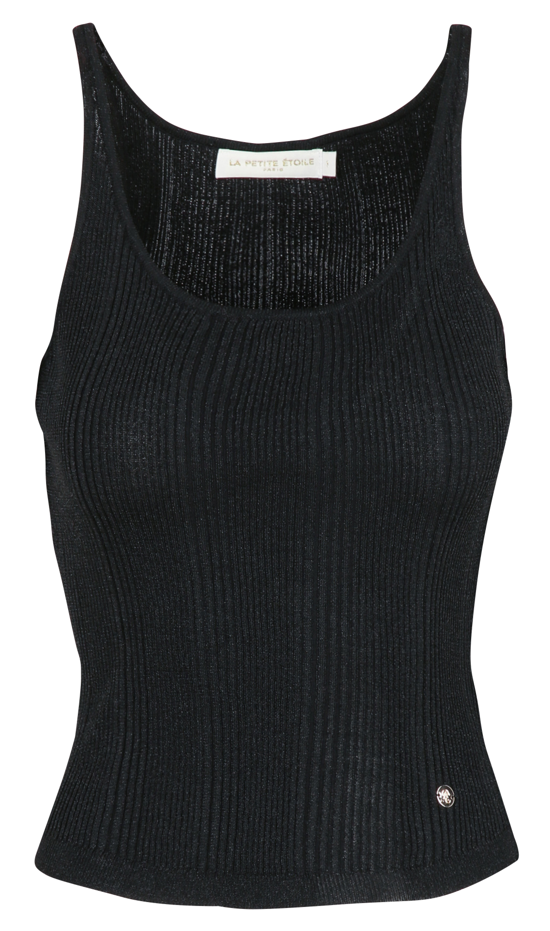 Round-neck glitter tank top LA PETITE ETOILE Black
