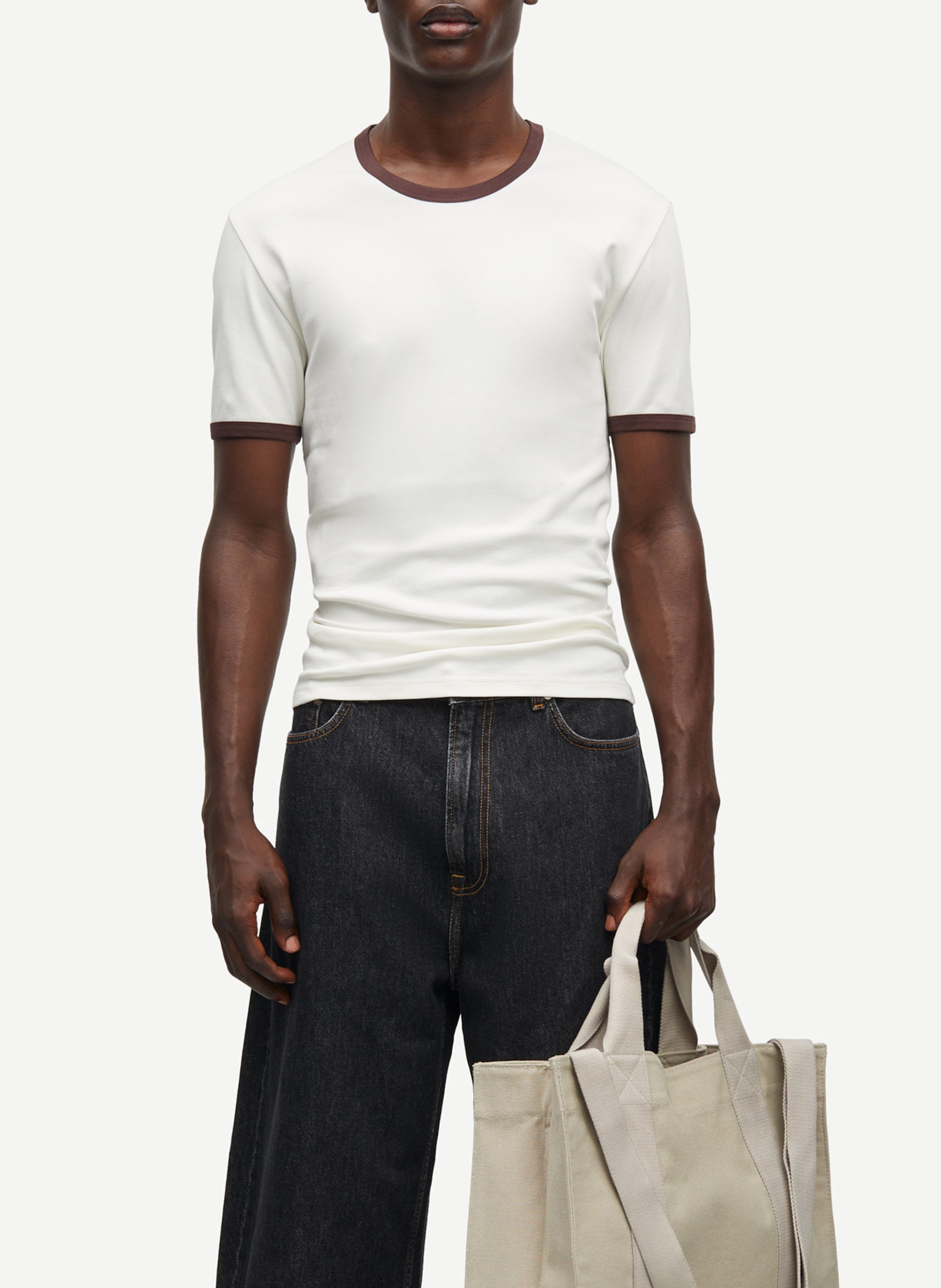 Tee-shirt col rond en coton bio SAMSOE SAMSOE Blanc