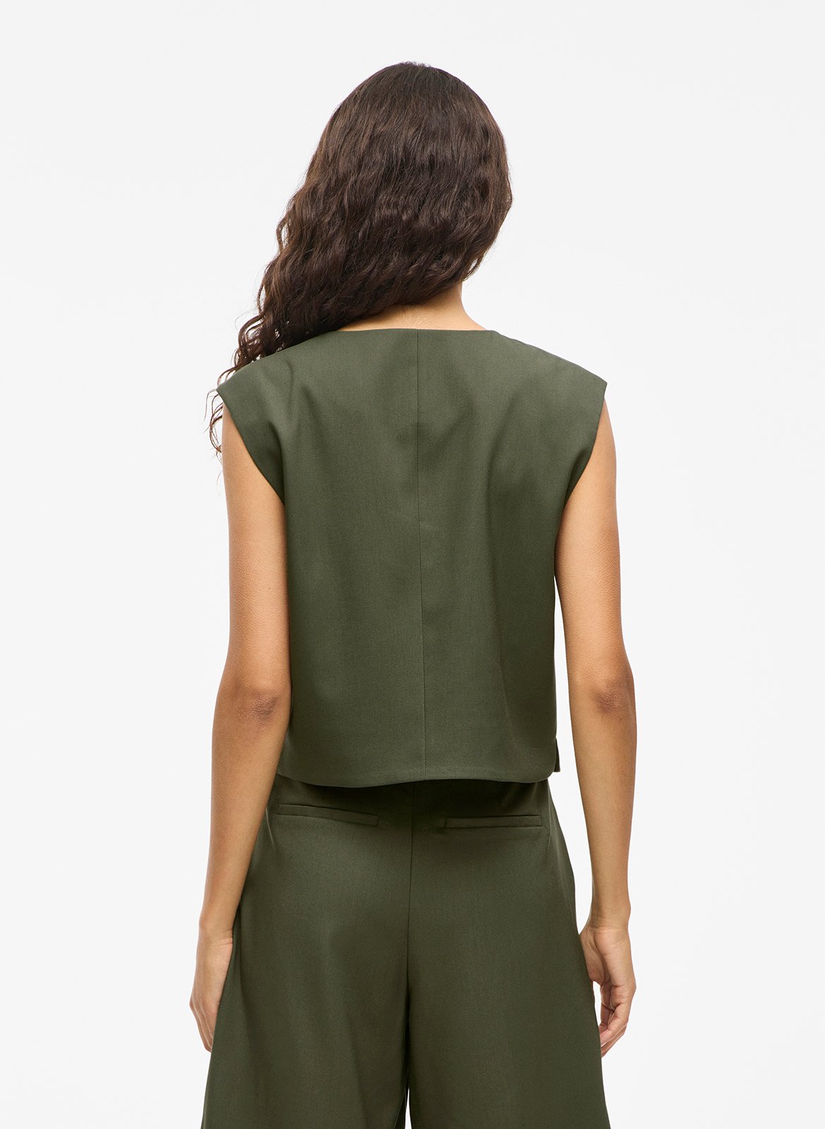 Gilet droit en fibres recyclées mélangées VILA Vert