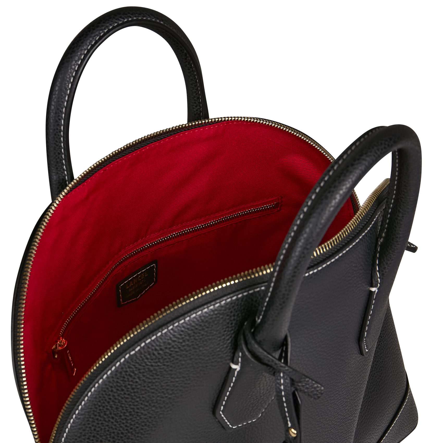 Sac bandoulière uni en cuir grainé LANCEL Noir