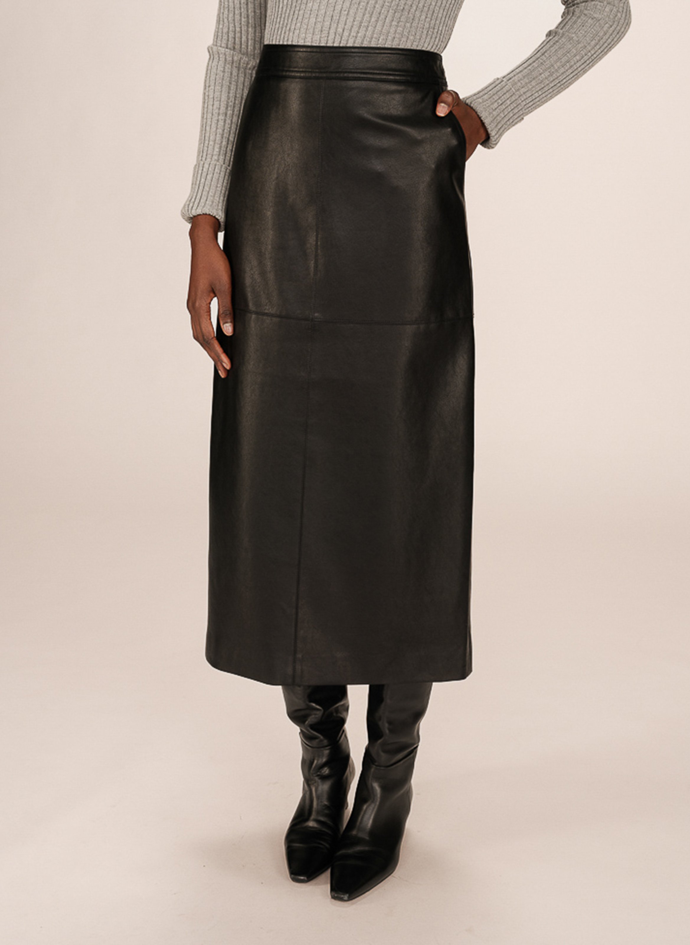 jupe midi aspect cuir GRACE ET MILA