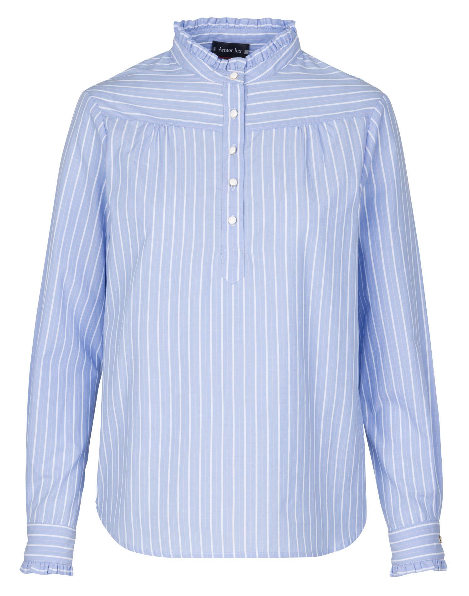 Chemise col rond volanté à rayures ARMOR LUX Bleu