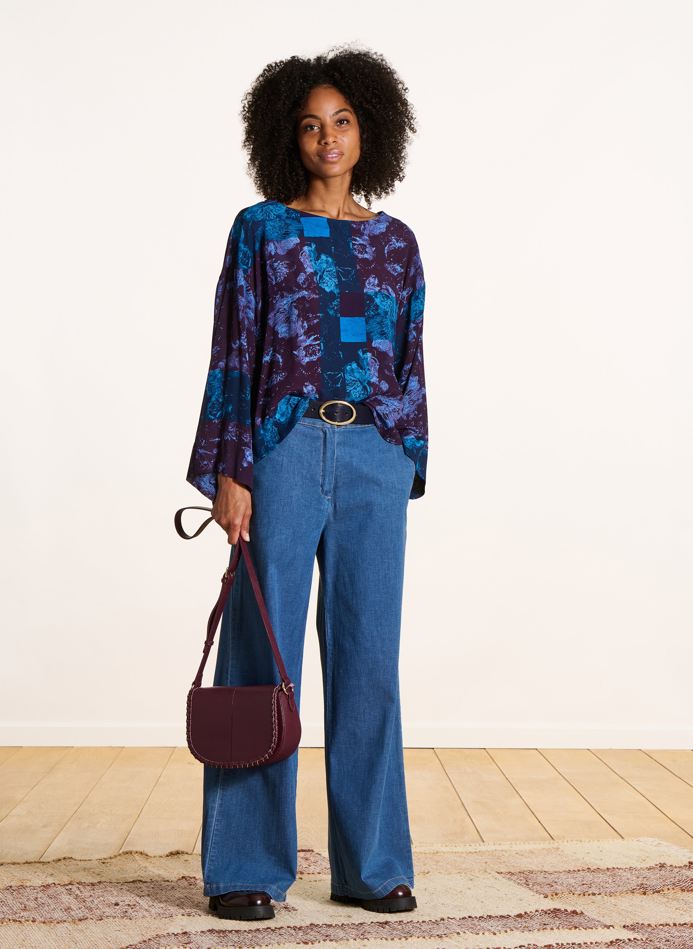 Flared jeans met hoge taille | katoenblend LA FEE MARABOUTEE Blauw