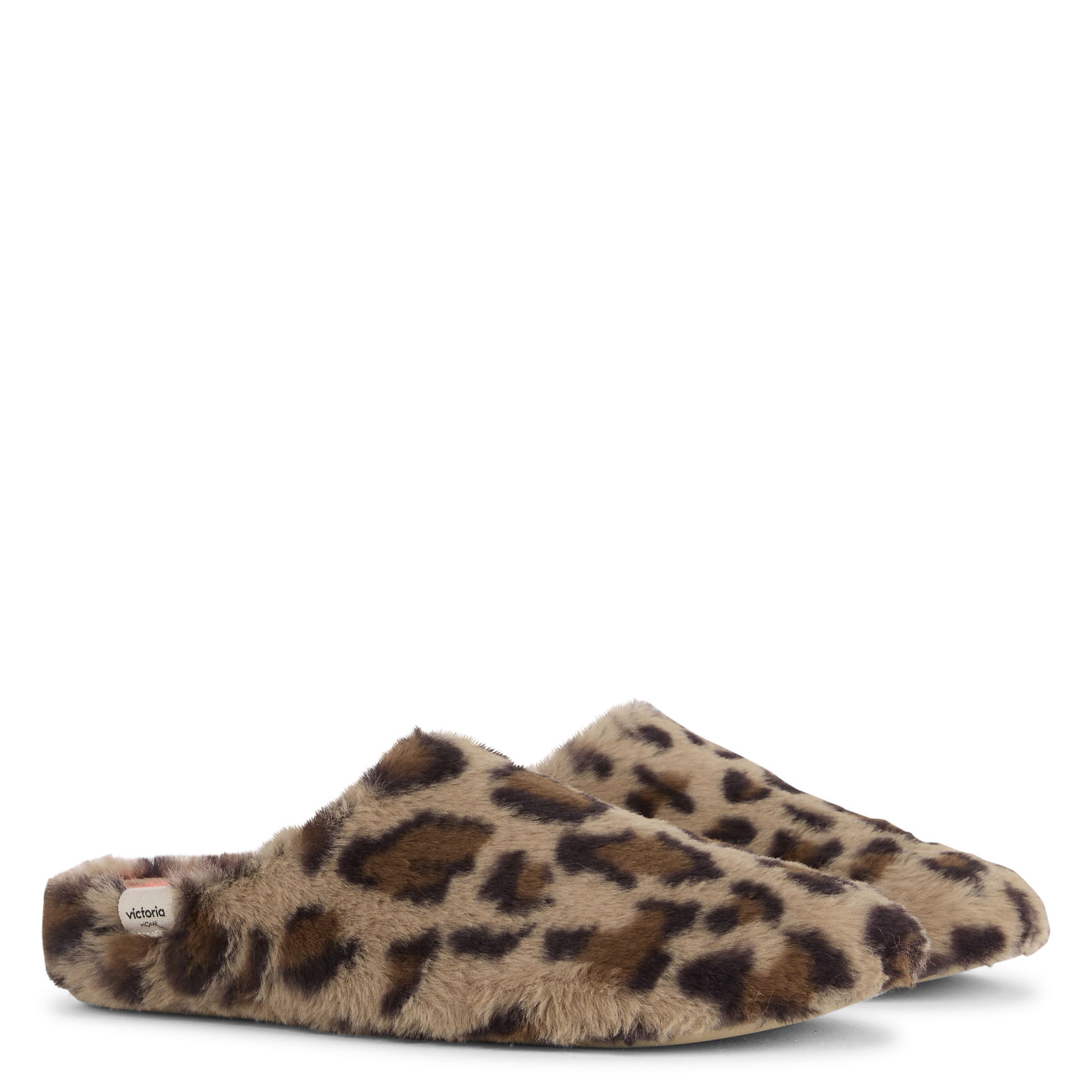 Chaussons en fausse fourrure léopard VICTORIA Beige