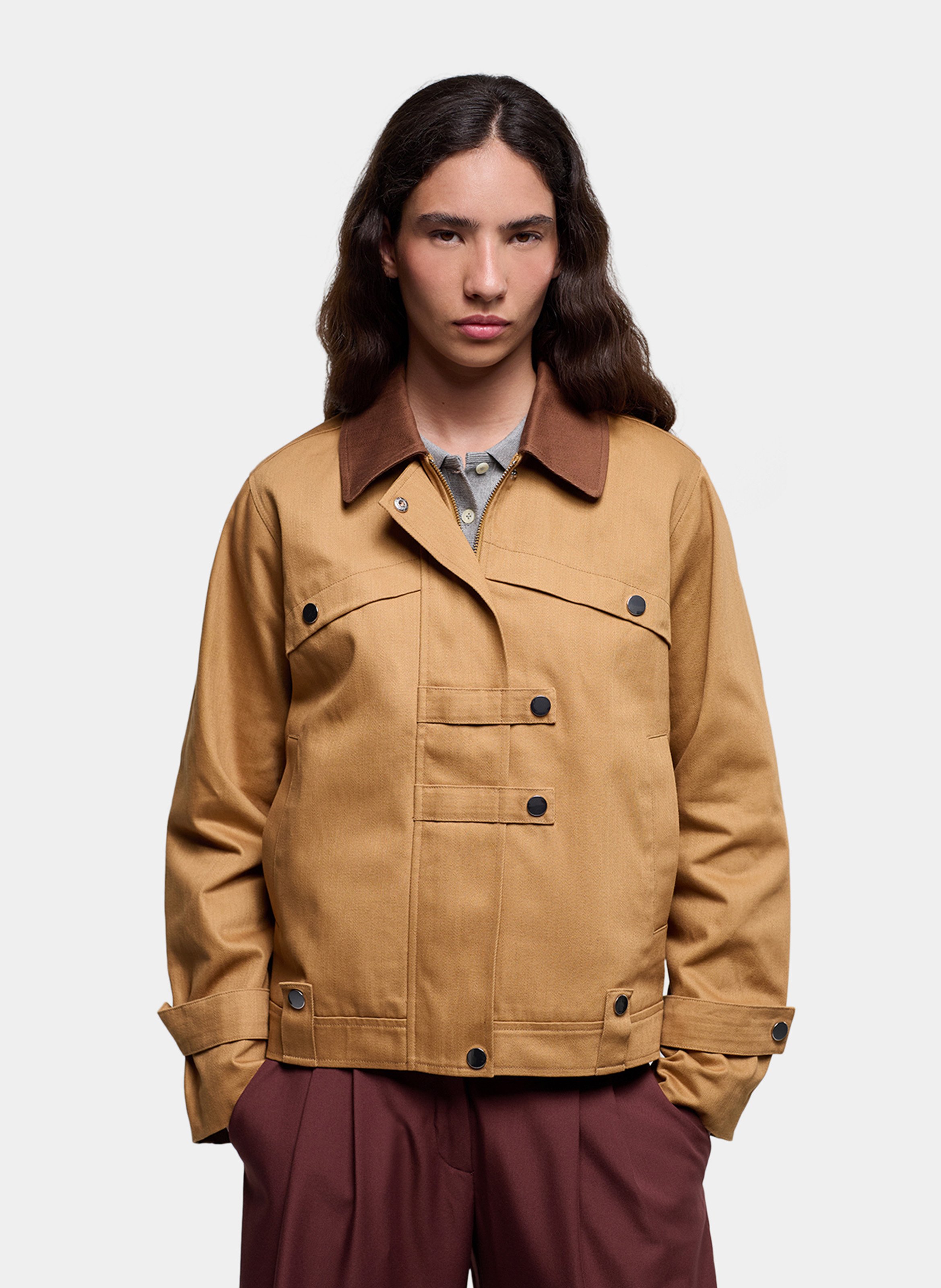 Solid structured buttoned jacket LAAGAM Beige