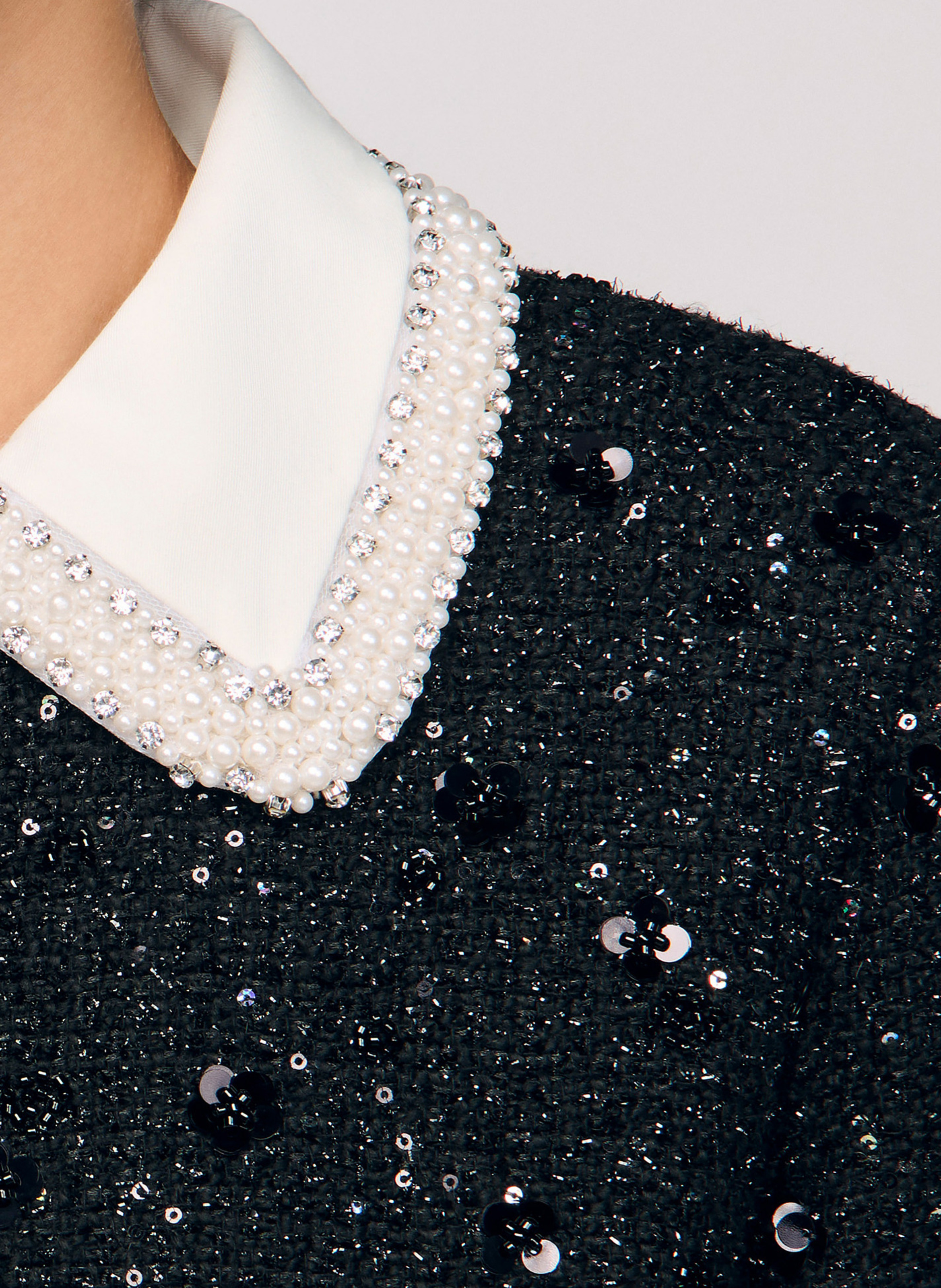 Veste courte en tweed sequins SANDRO Noir