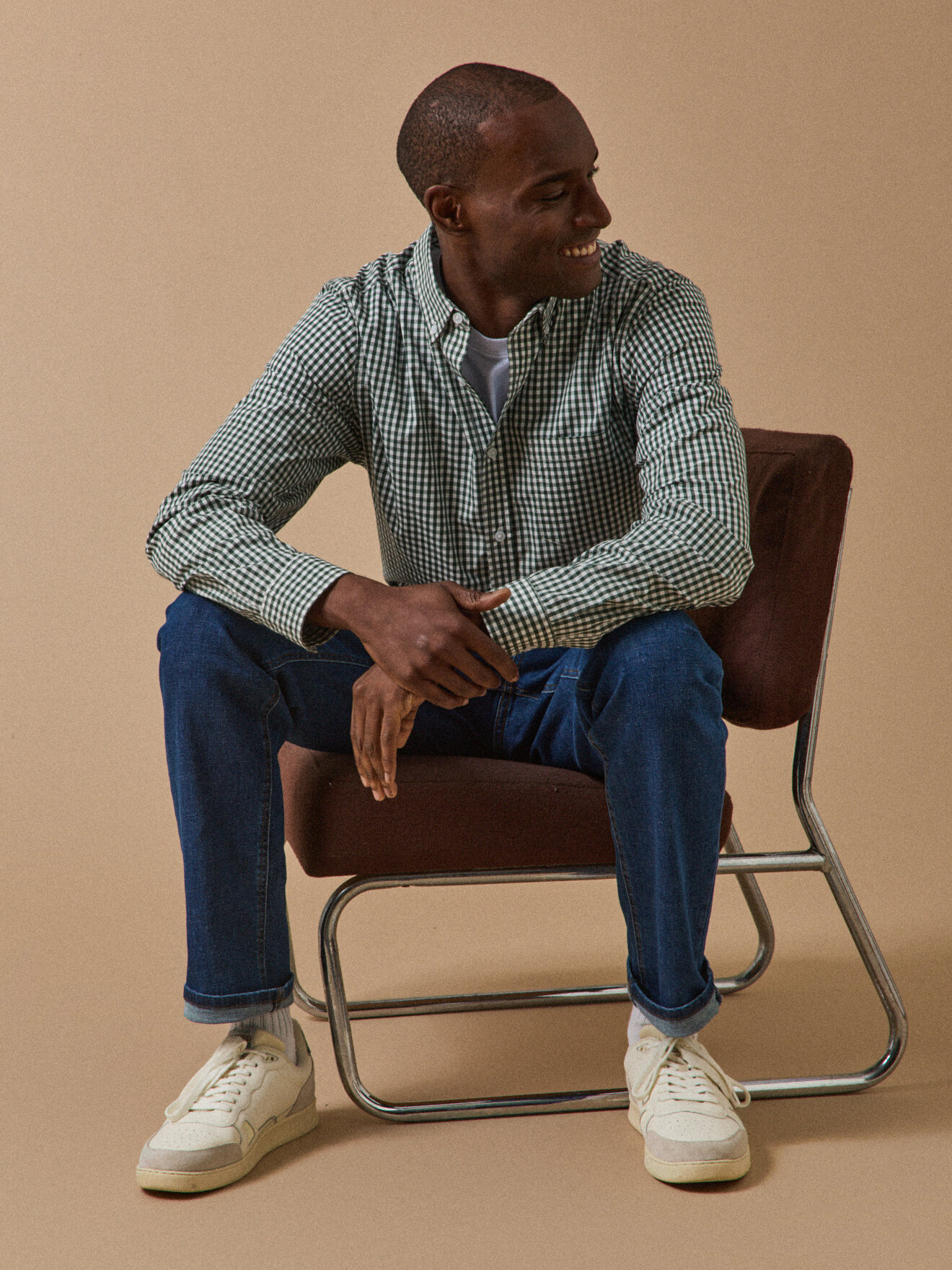 Contemporary cut gingham shirt Green