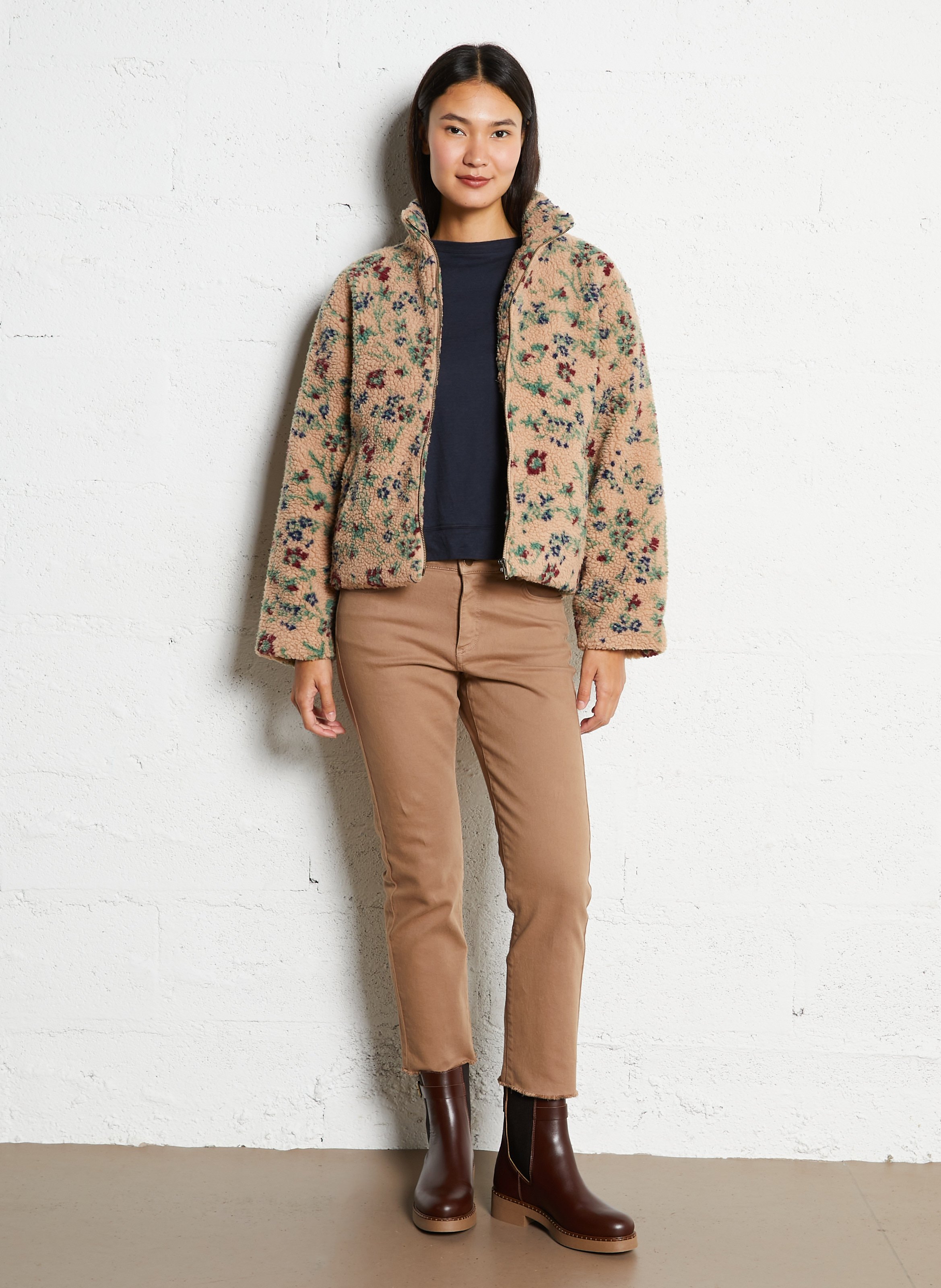 High-neck sherpa jacket HOD PARIS Beige