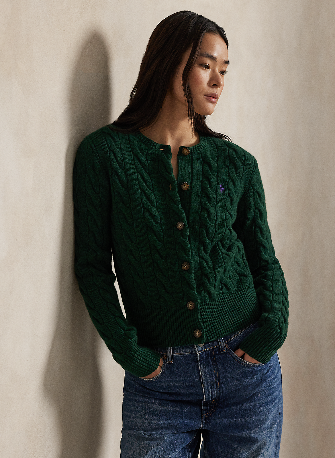 Gilet col rond en laine mélangée POLO RALPH LAUREN