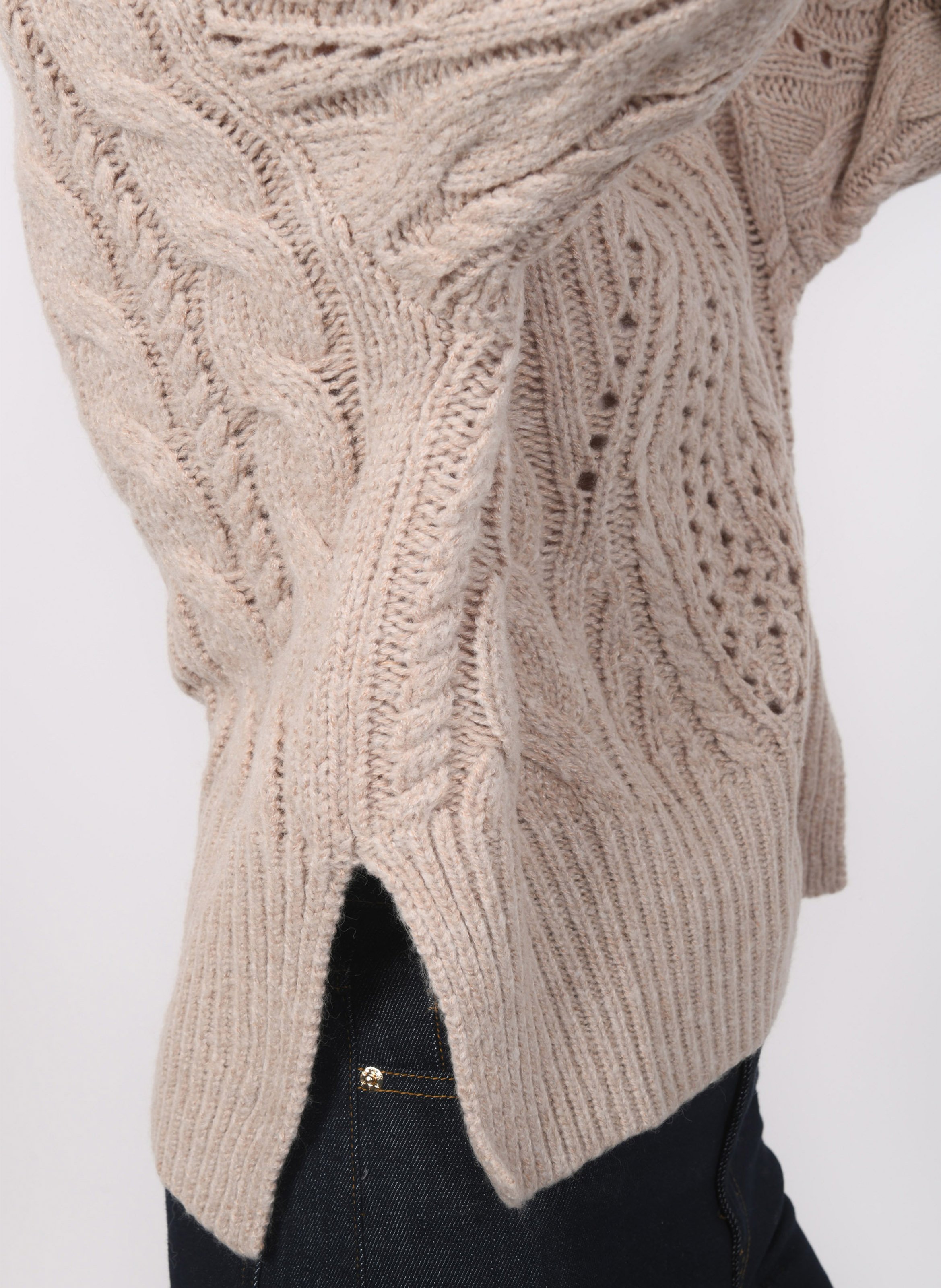 Pull oversize col montant en maille torsadée KOOKAI Marron