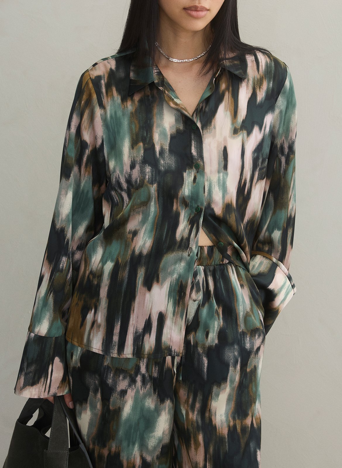 Blouse met klassieke kraag VILA Groen