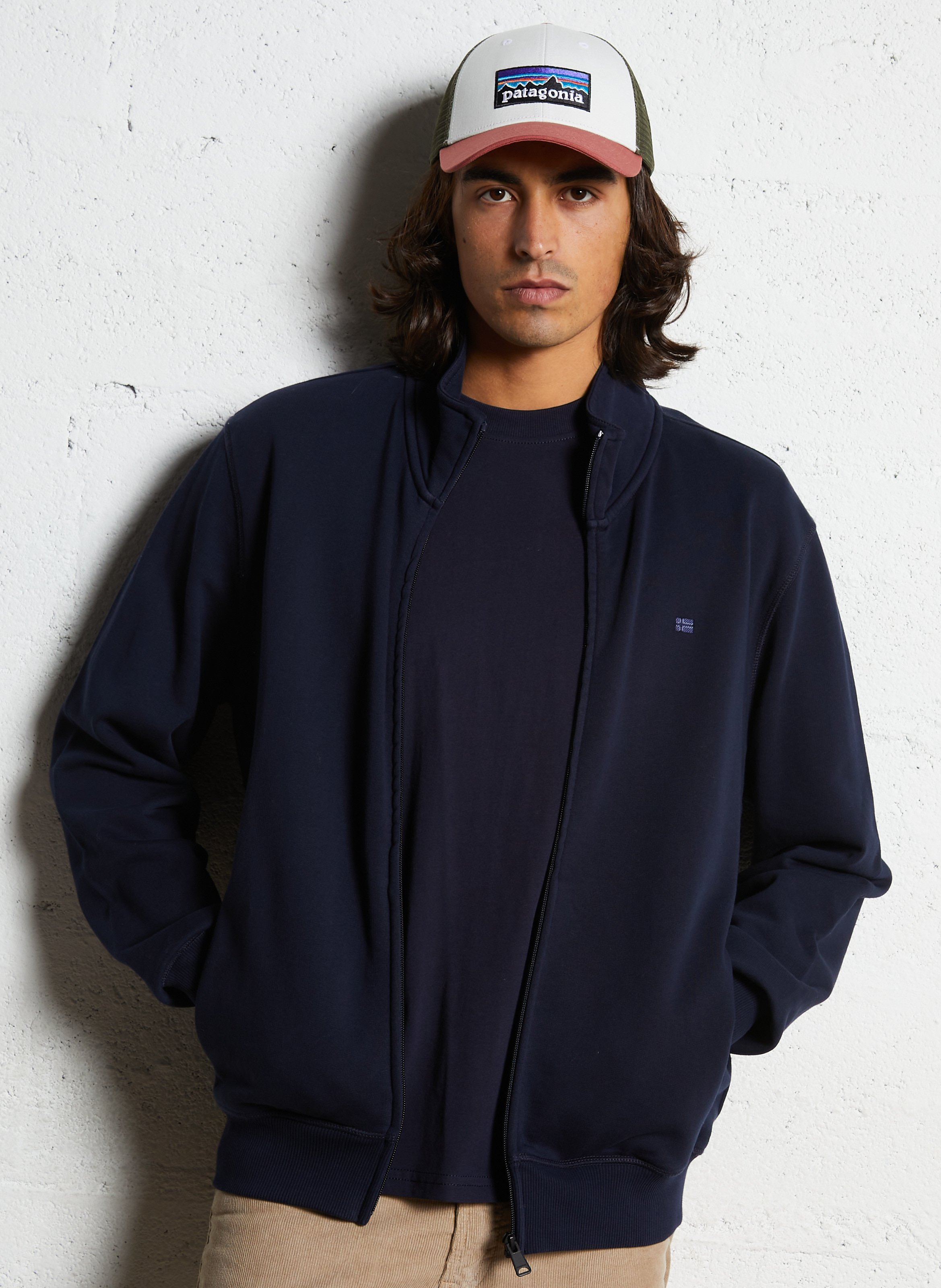 Gilet droit col montant en coton NAPAPIJRI Bleu