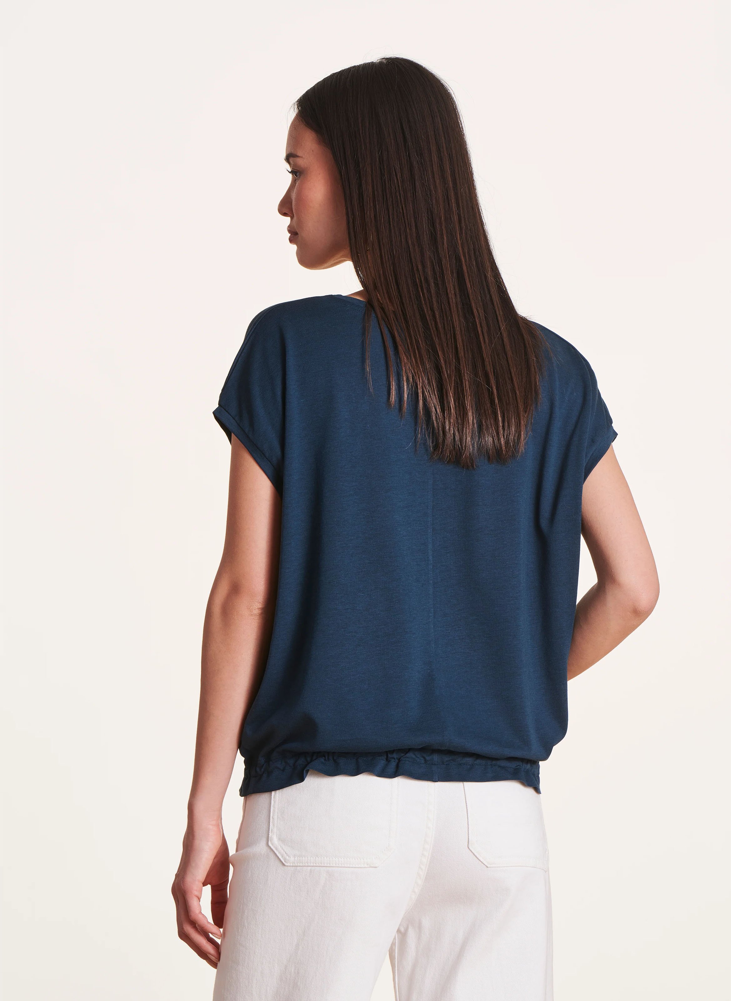 Tee-shirt fluide en coton mélangé  LA FEE MARABOUTEE Bleu