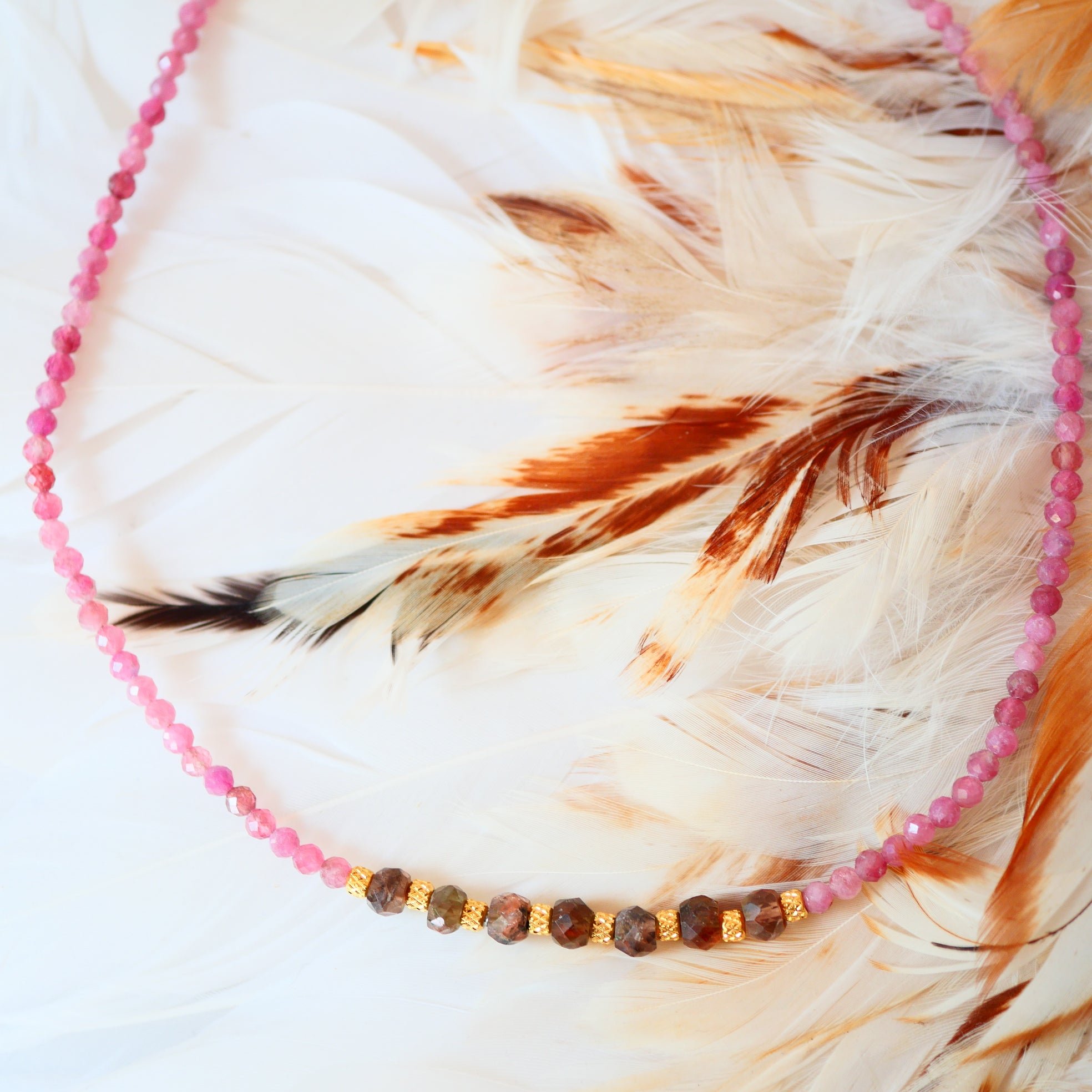 Tourmaline necklace GINANDGER Pink