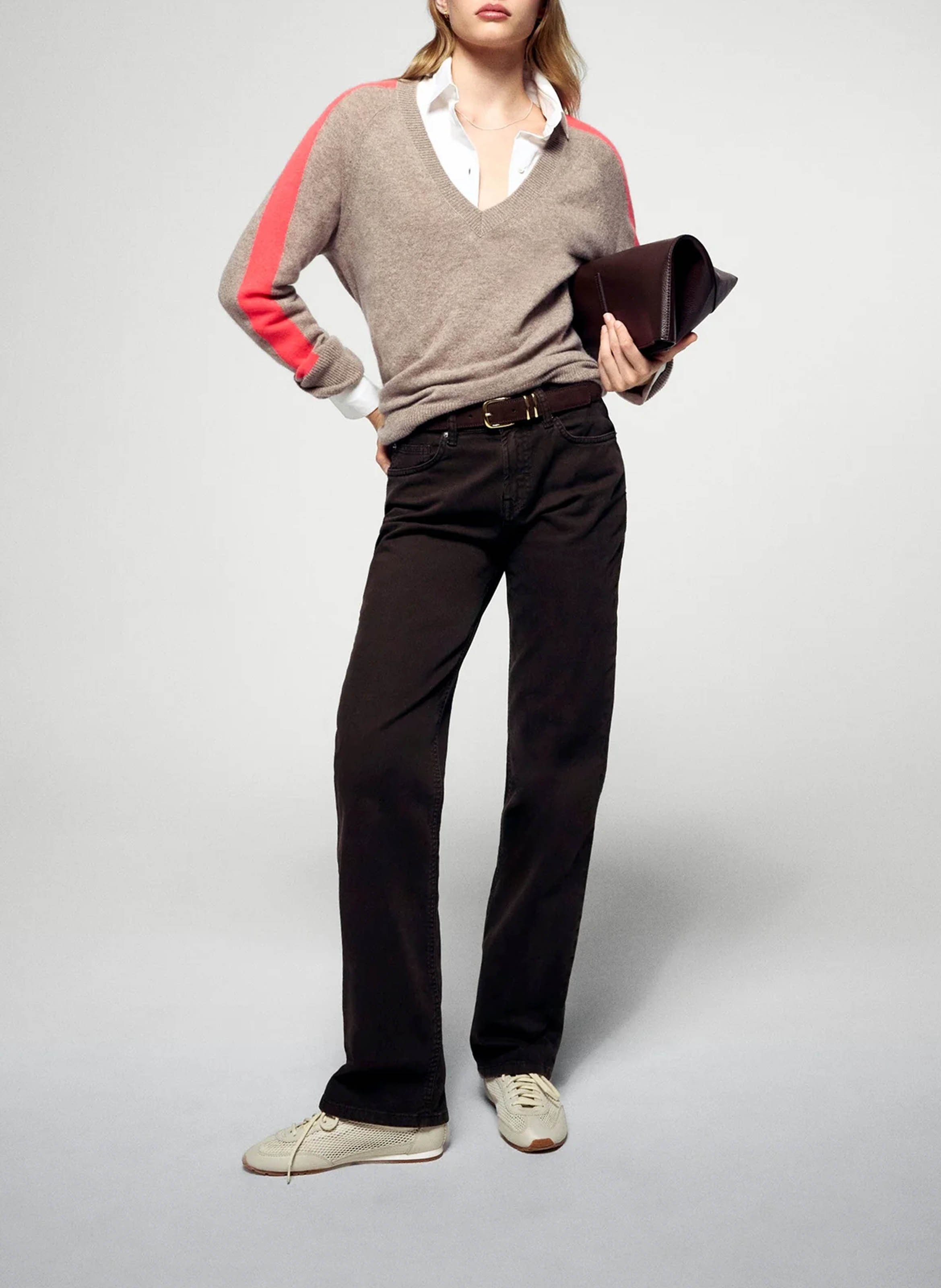 V-neck oversized cashmere sweater FROM FUTURE Beige