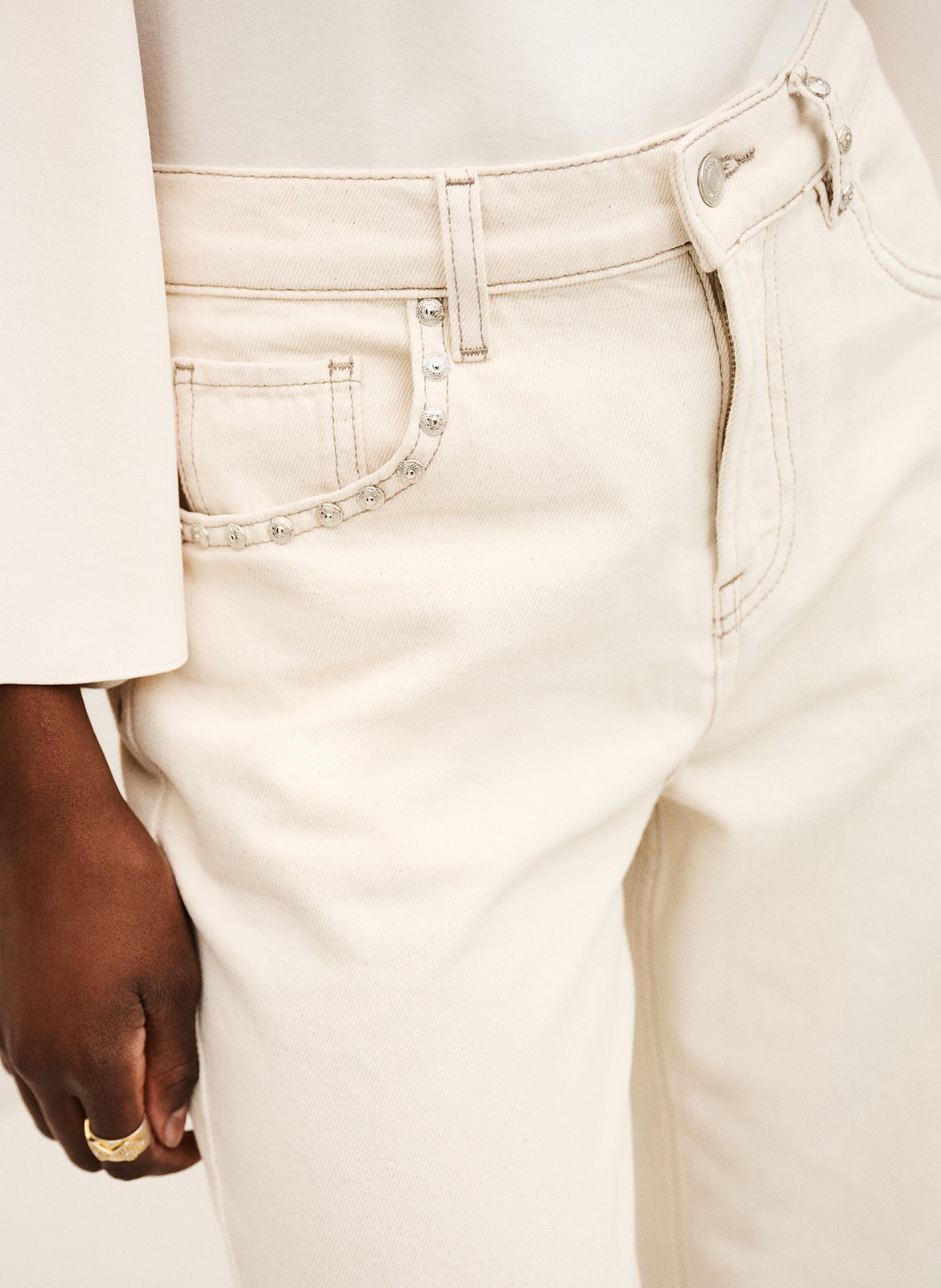 Jean droit en coton BA&SH Beige