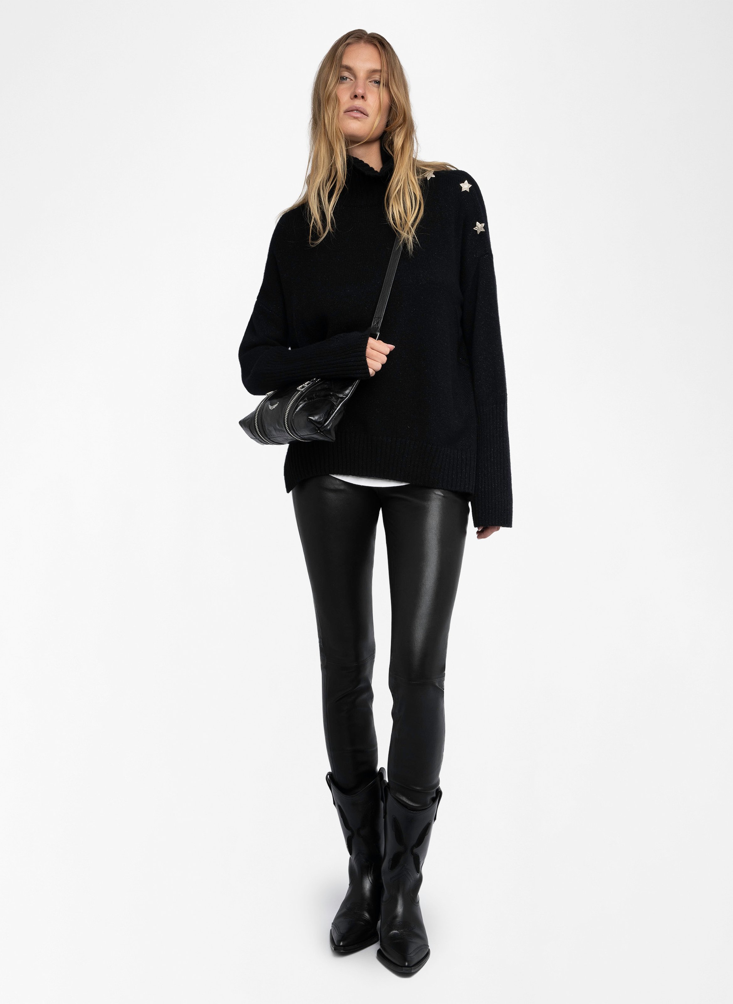 Pantalon slim en cuir ZADIG&VOLTAIRE Noir